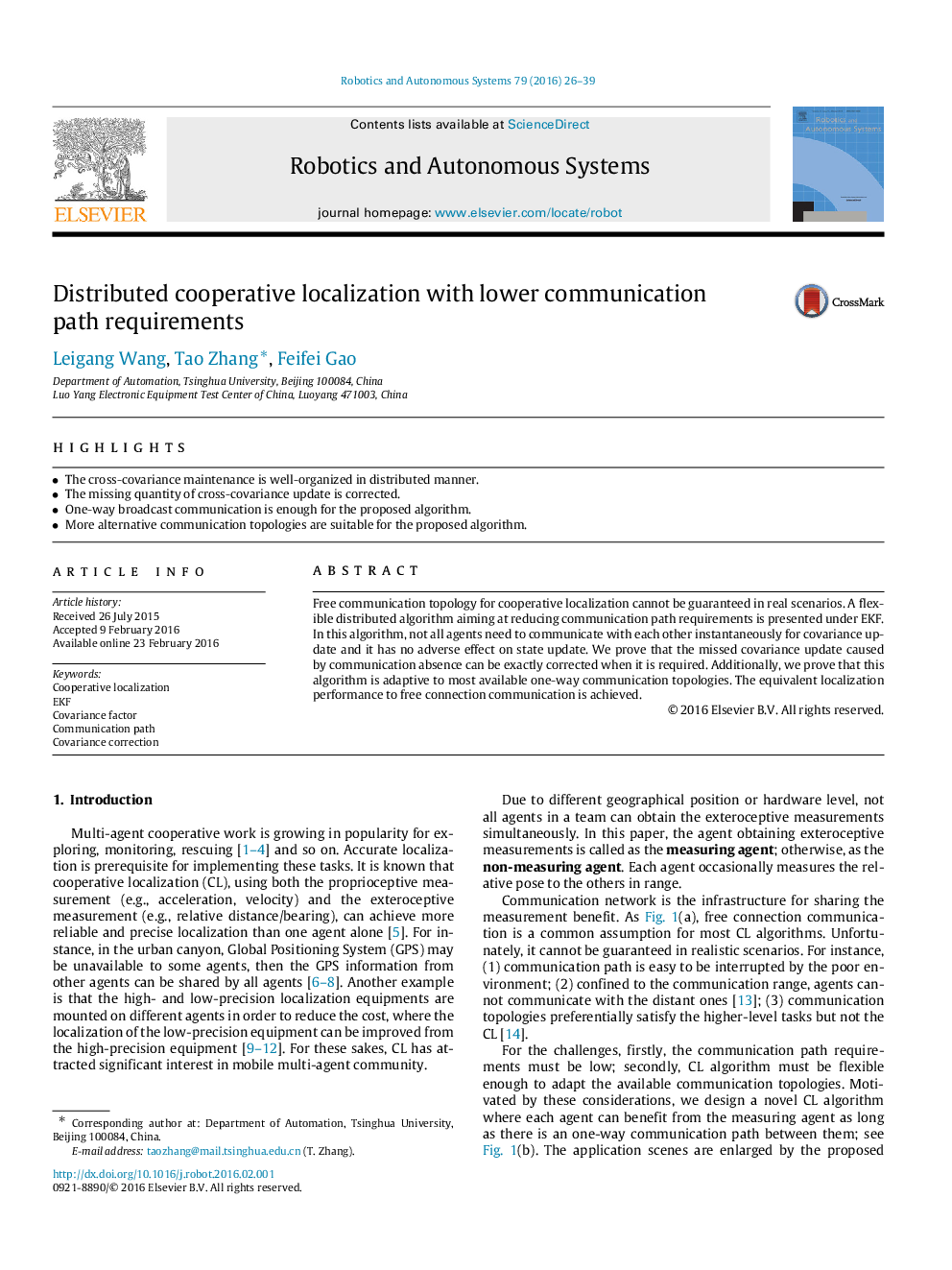 Distributed cooperative localization with lower communication path requirements