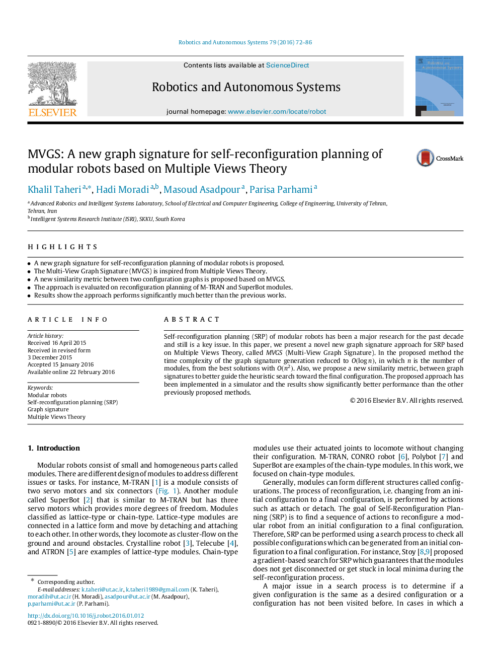 MVGS: A new graph signature for self-reconfiguration planning of modular robots based on Multiple Views Theory