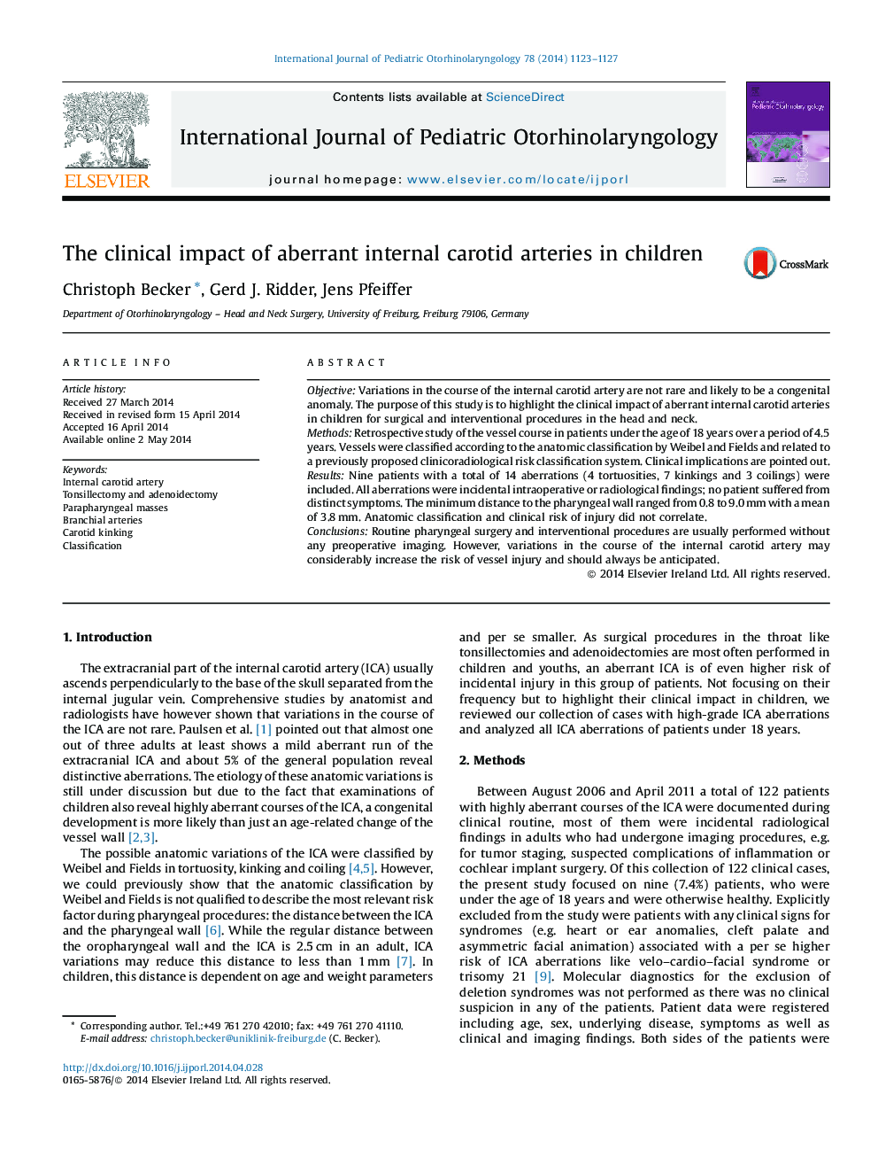 The clinical impact of aberrant internal carotid arteries in children