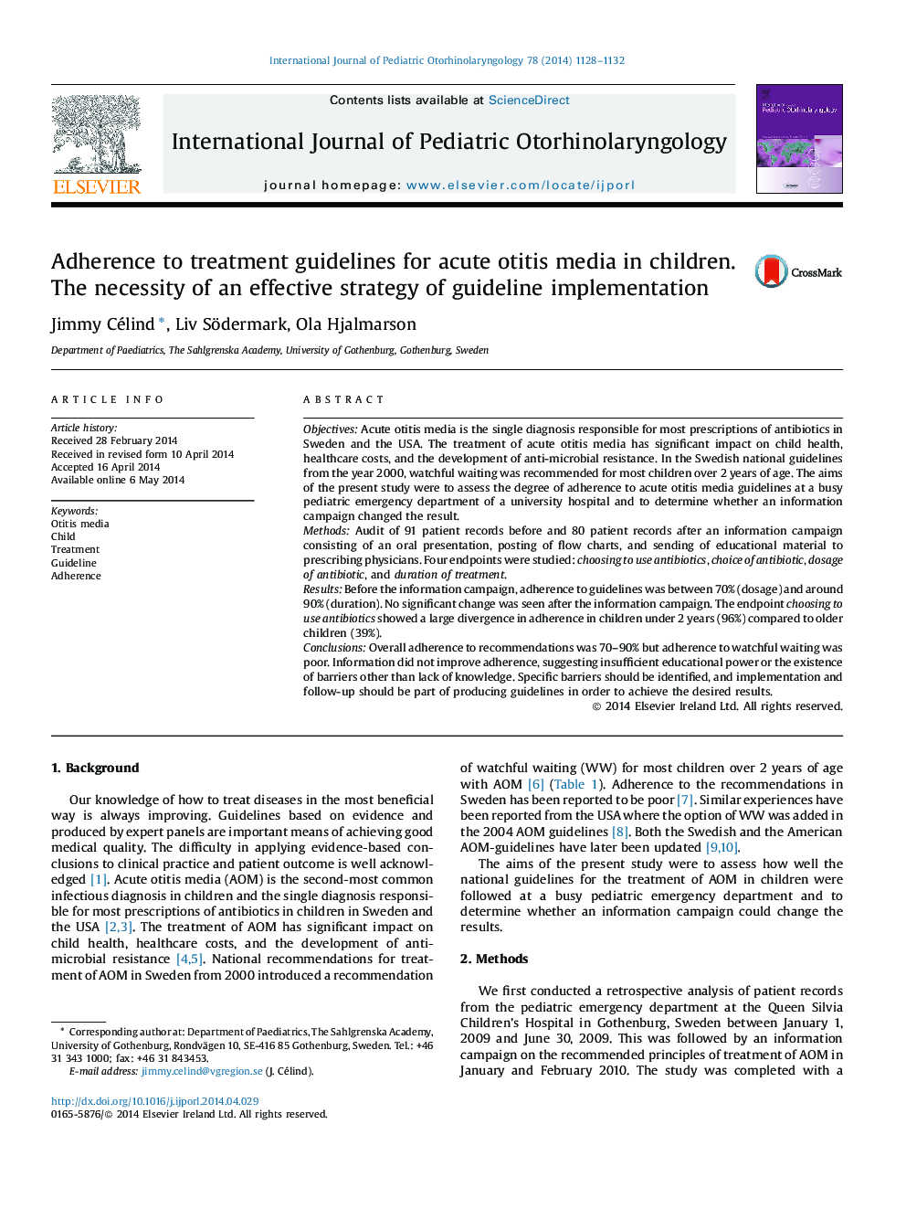 Adherence to treatment guidelines for acute otitis media in children. The necessity of an effective strategy of guideline implementation