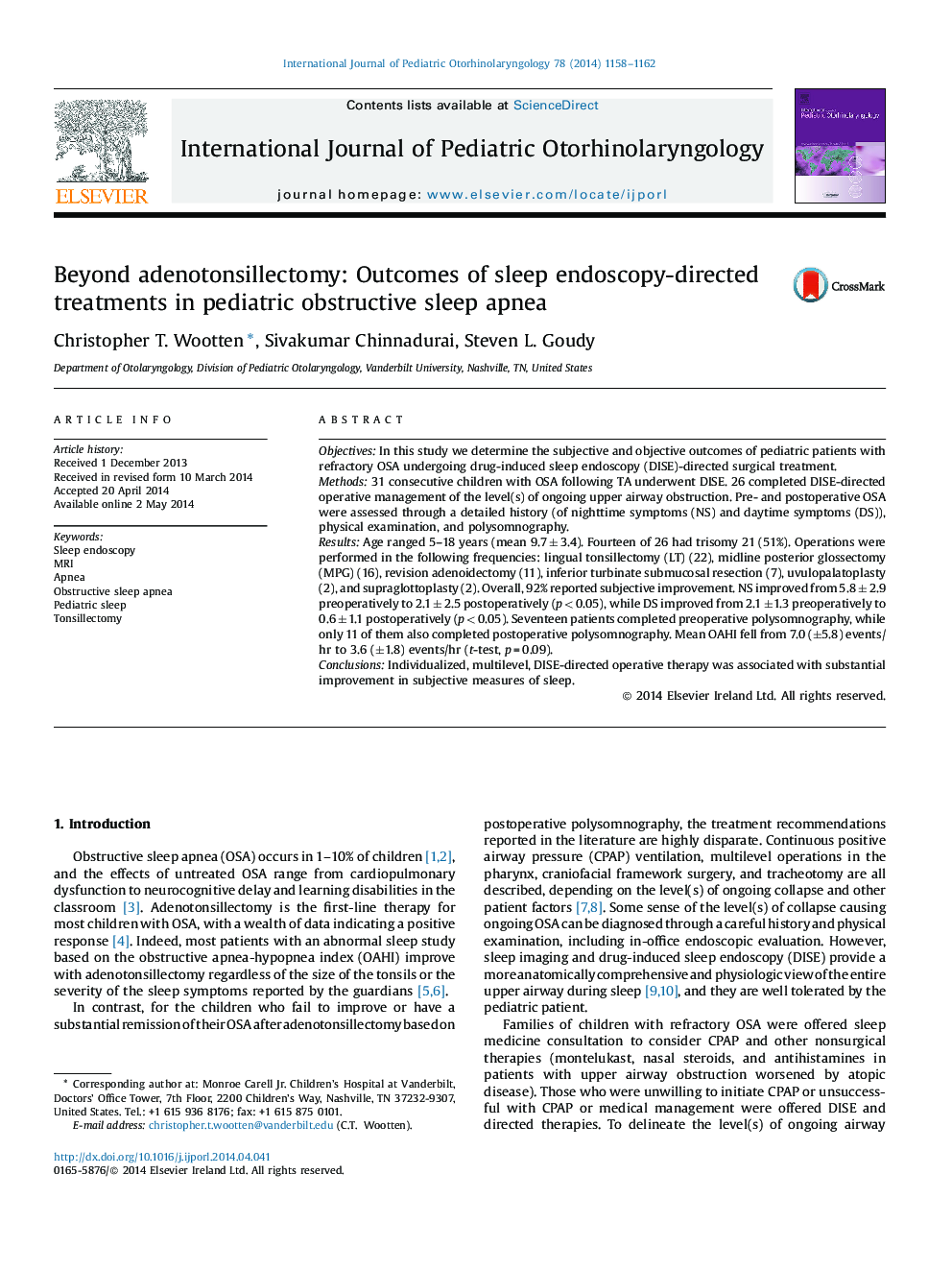 فراتر از آدنوتانسیلکتومی: نتایج درمانهای آندوسکوپی در خواب در آپنه انسدادی کودکان 
