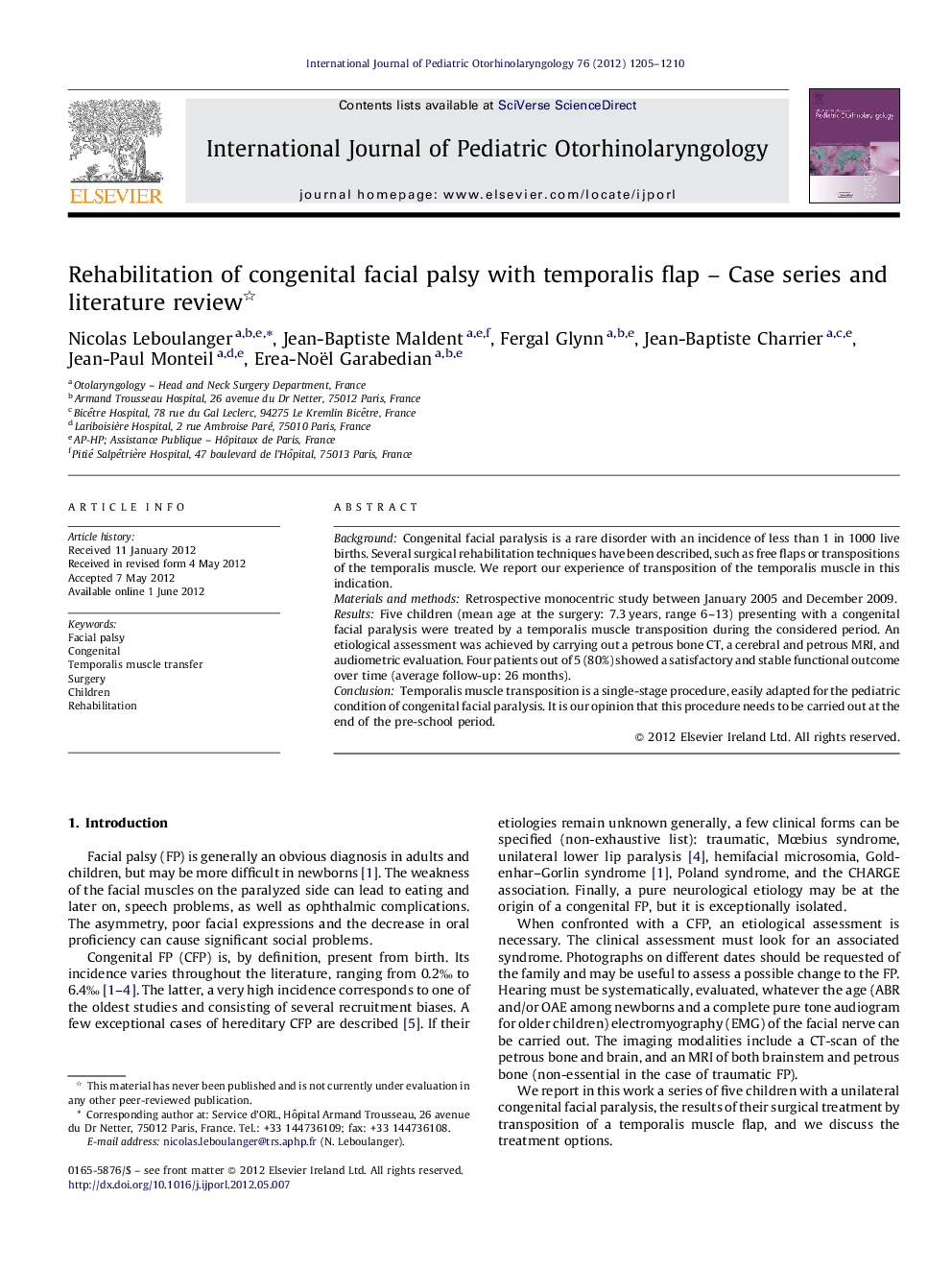 Rehabilitation of congenital facial palsy with temporalis flap – Case series and literature review 