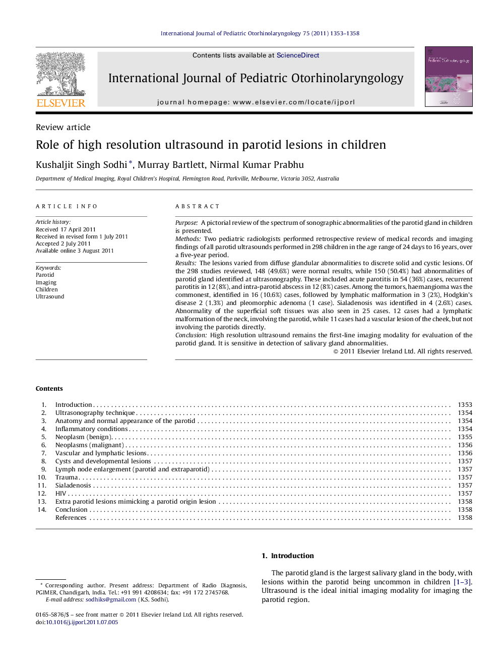 Role of high resolution ultrasound in parotid lesions in children