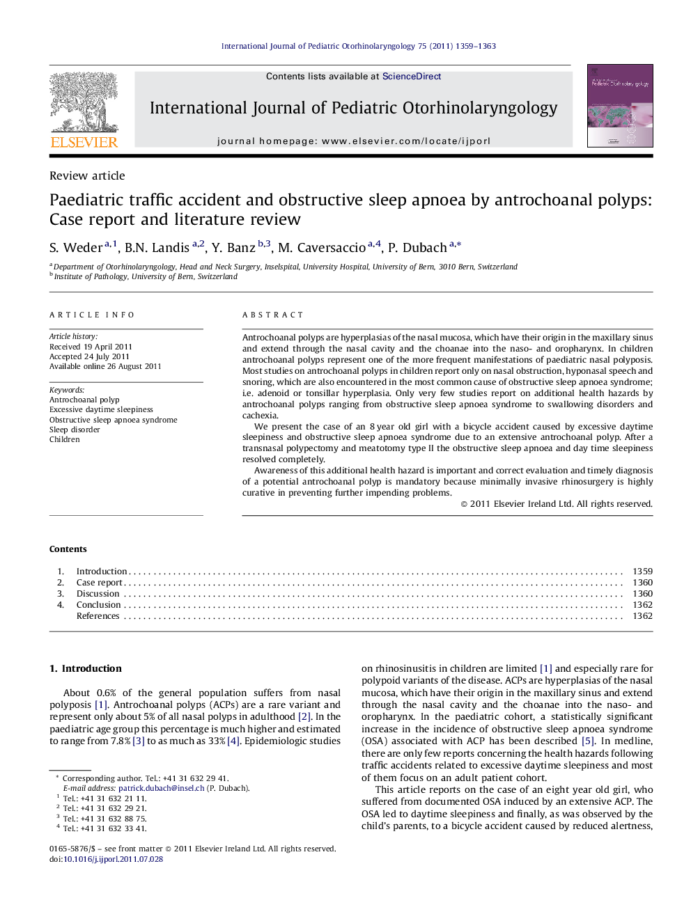 Paediatric traffic accident and obstructive sleep apnoea by antrochoanal polyps: Case report and literature review