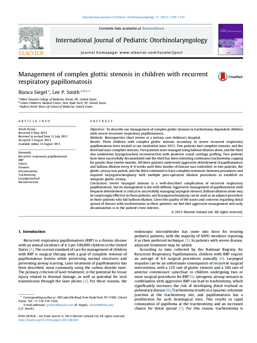 Management of complex glottic stenosis in children with recurrent respiratory papillomatosis