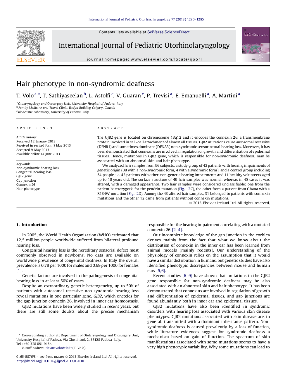 Hair phenotype in non-syndromic deafness