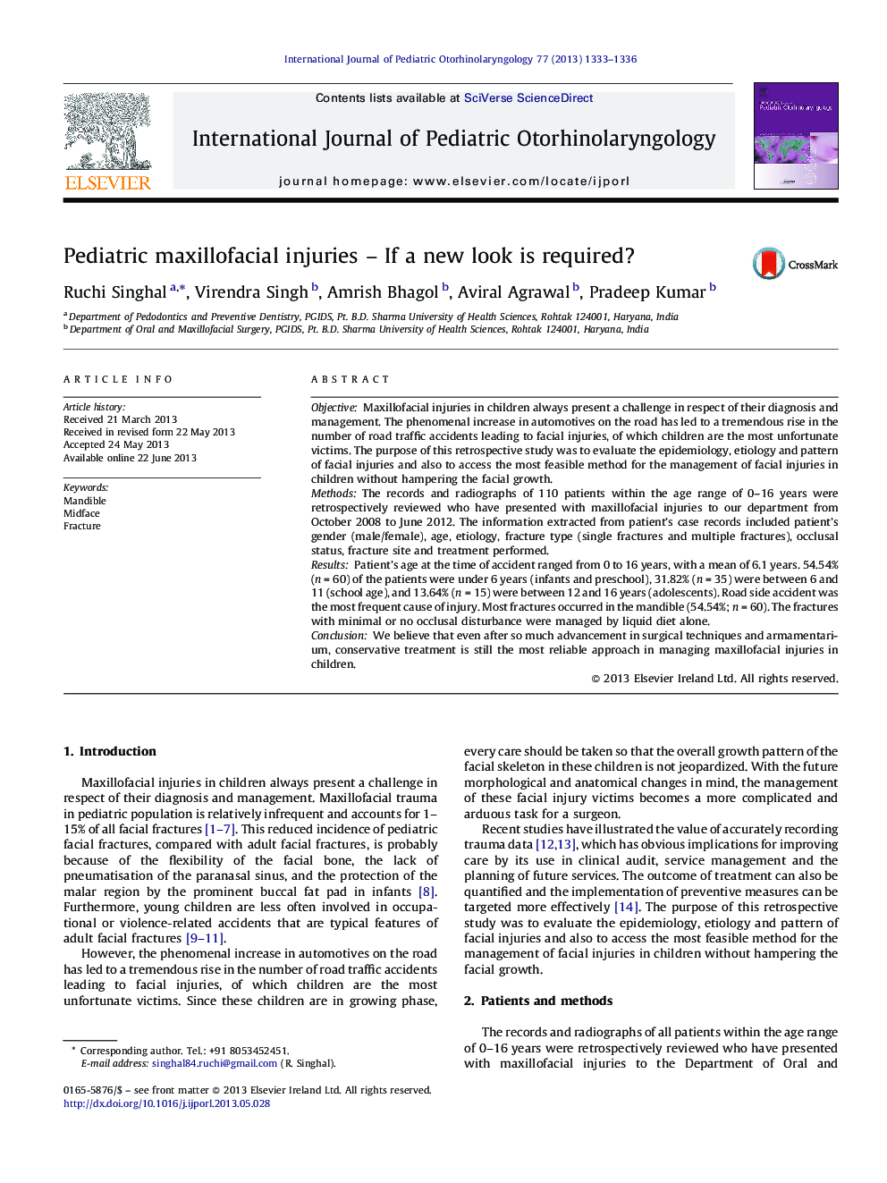 Pediatric maxillofacial injuries - If a new look is required?