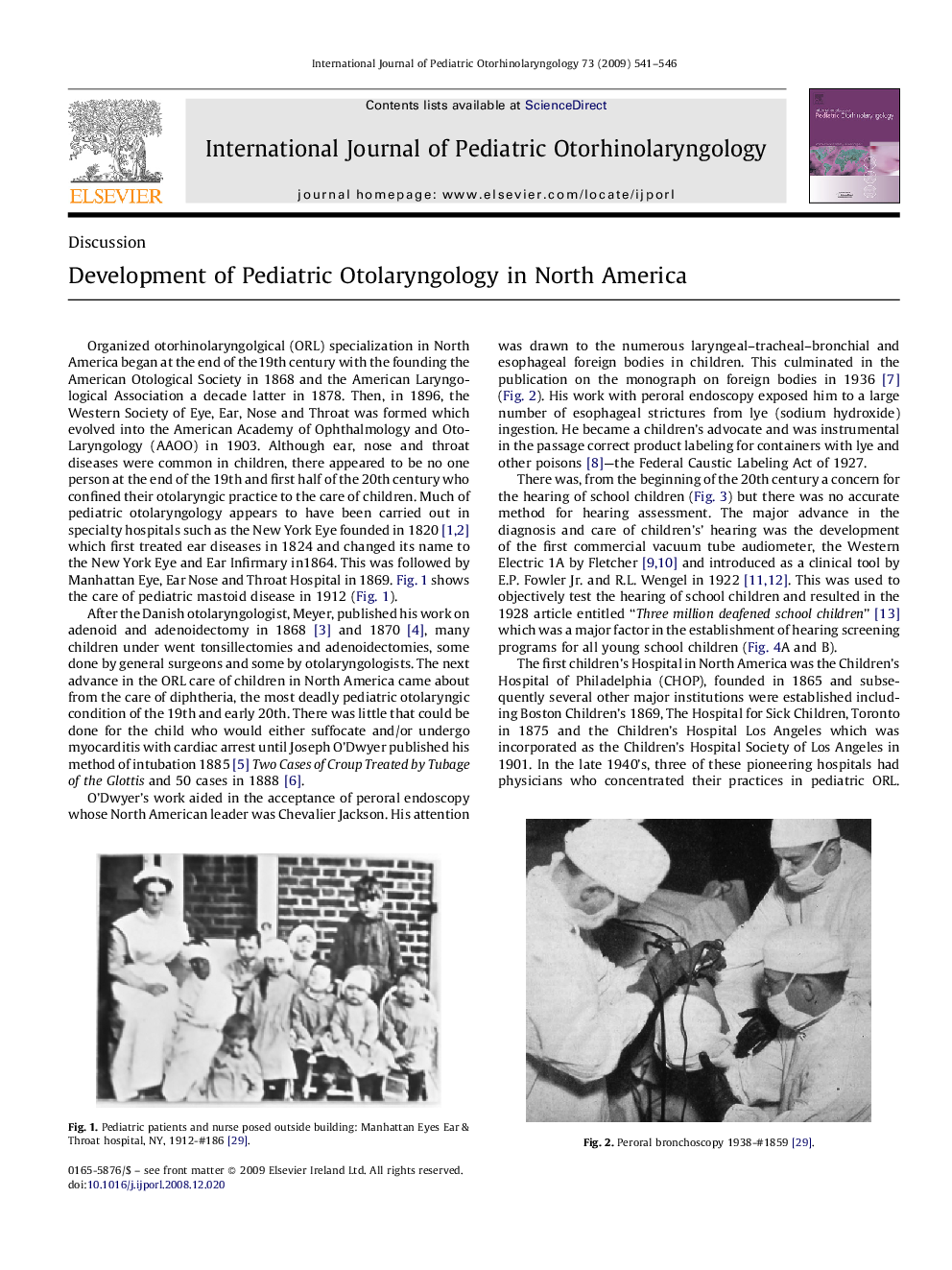 Development of Pediatric Otolaryngology in North America
