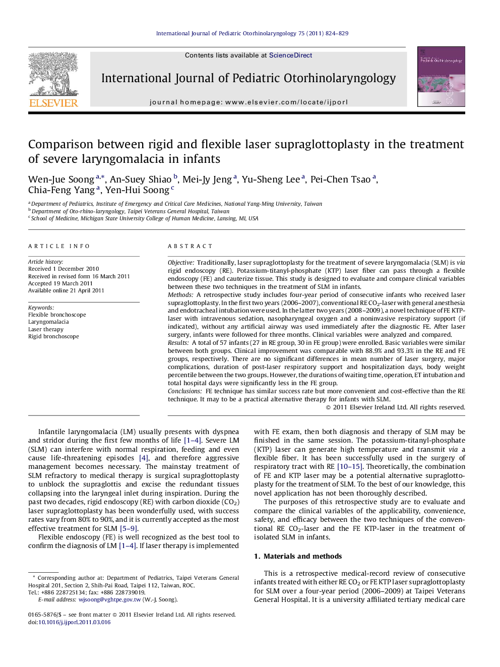 Comparison between rigid and flexible laser supraglottoplasty in the treatment of severe laryngomalacia in infants