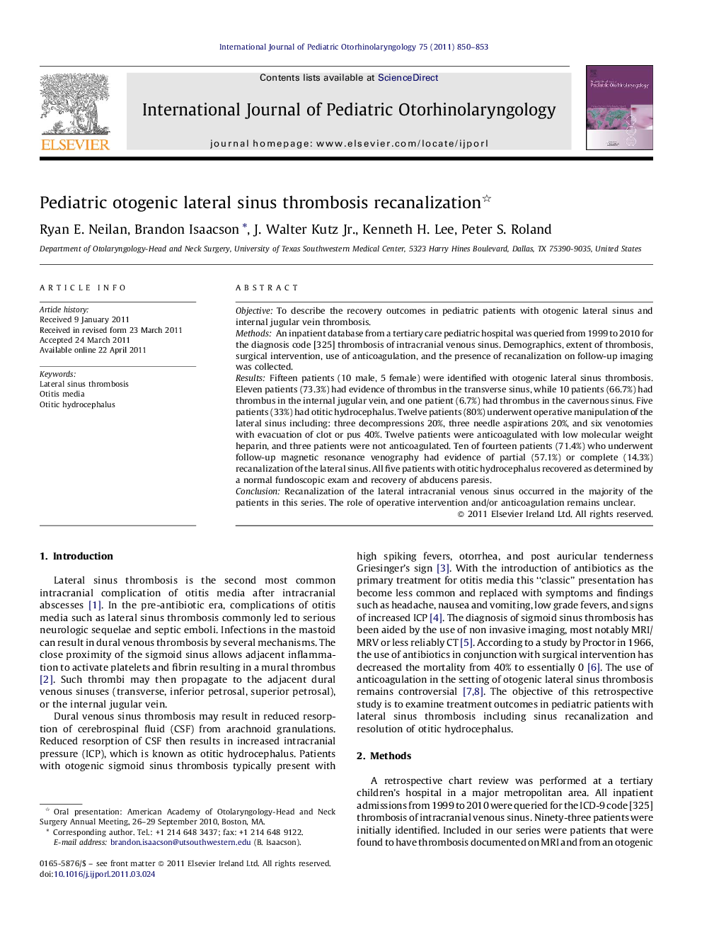 Pediatric otogenic lateral sinus thrombosis recanalization 