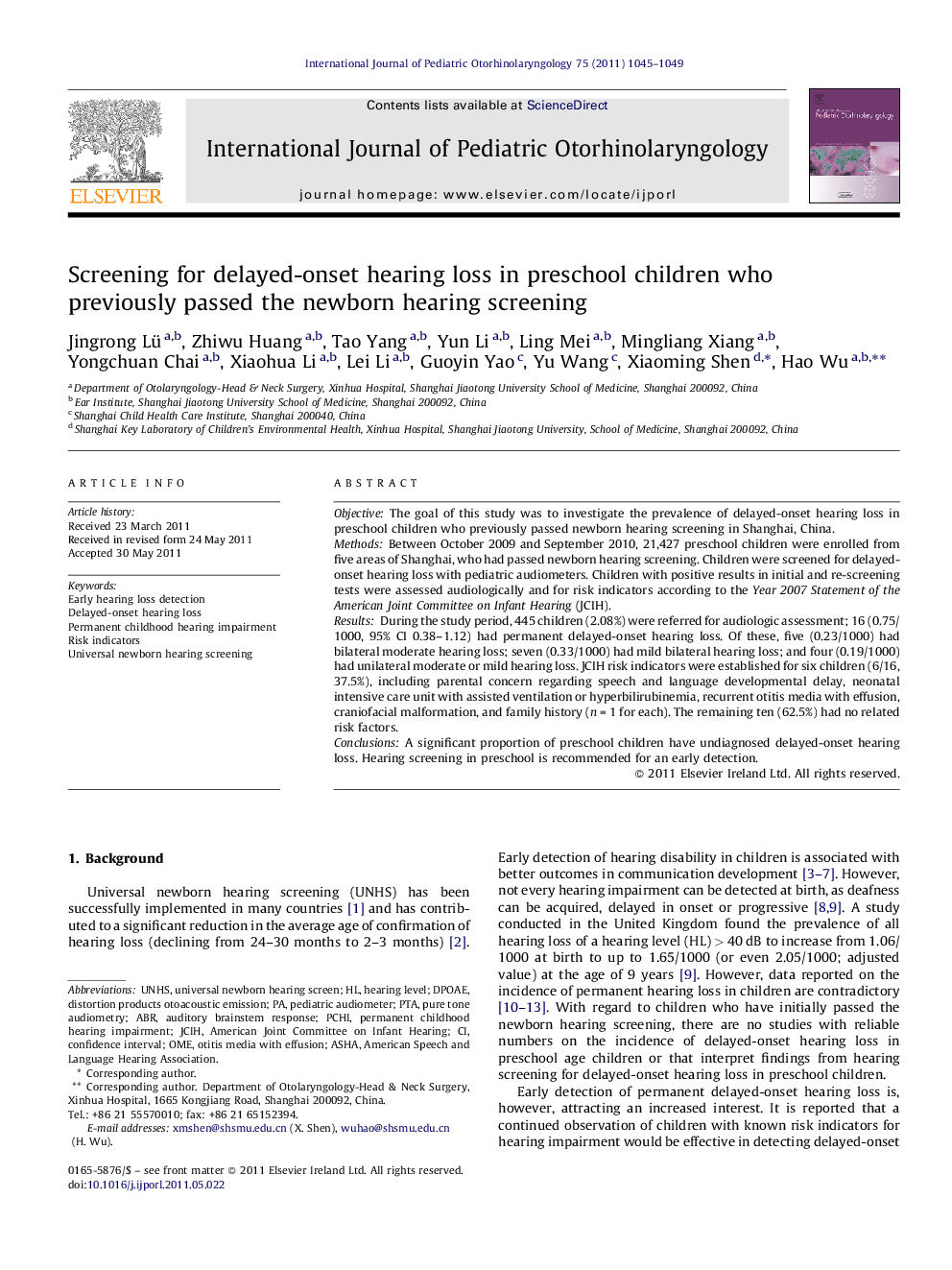 Screening for delayed-onset hearing loss in preschool children who previously passed the newborn hearing screening