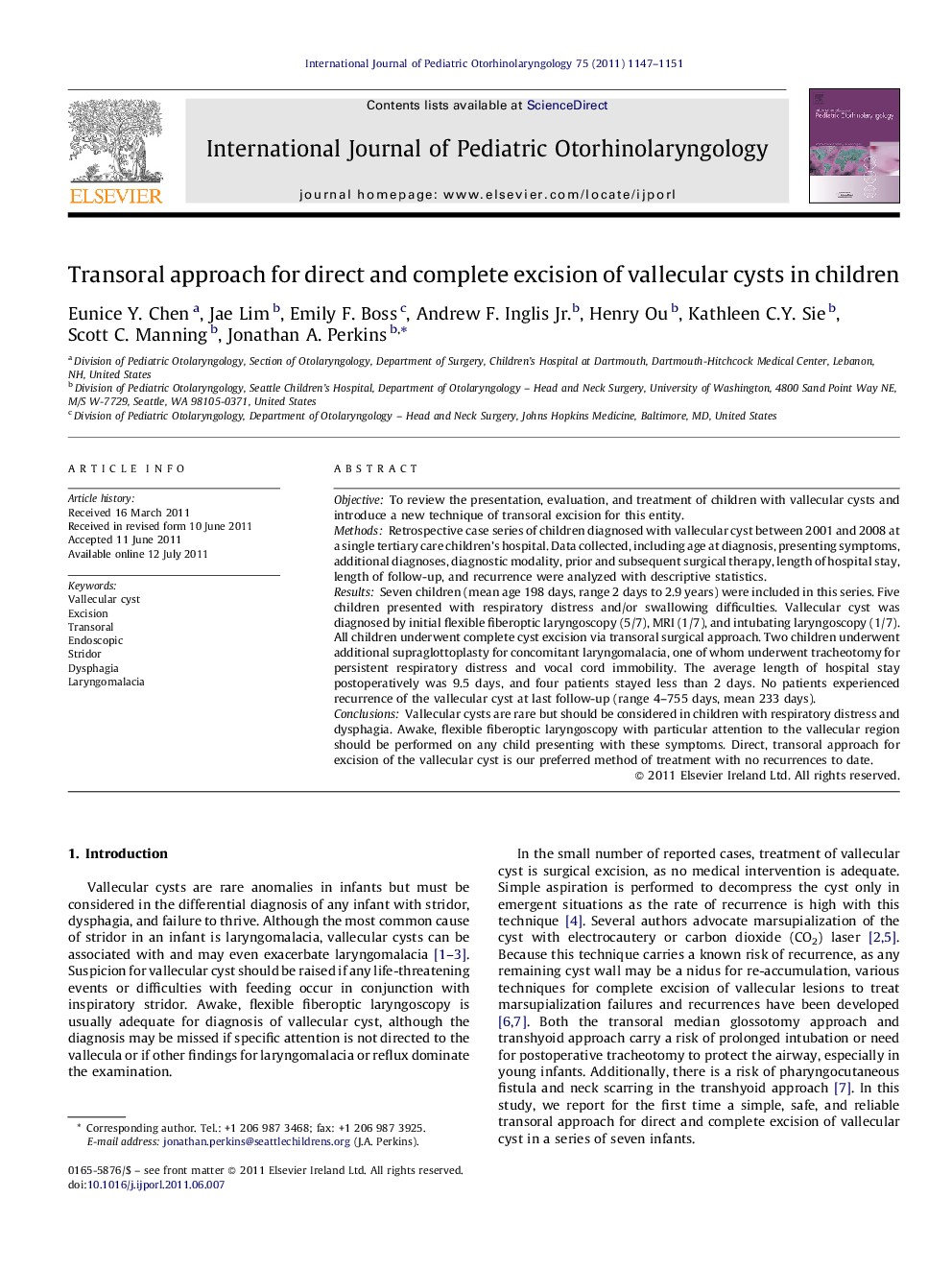 Transoral approach for direct and complete excision of vallecular cysts in children