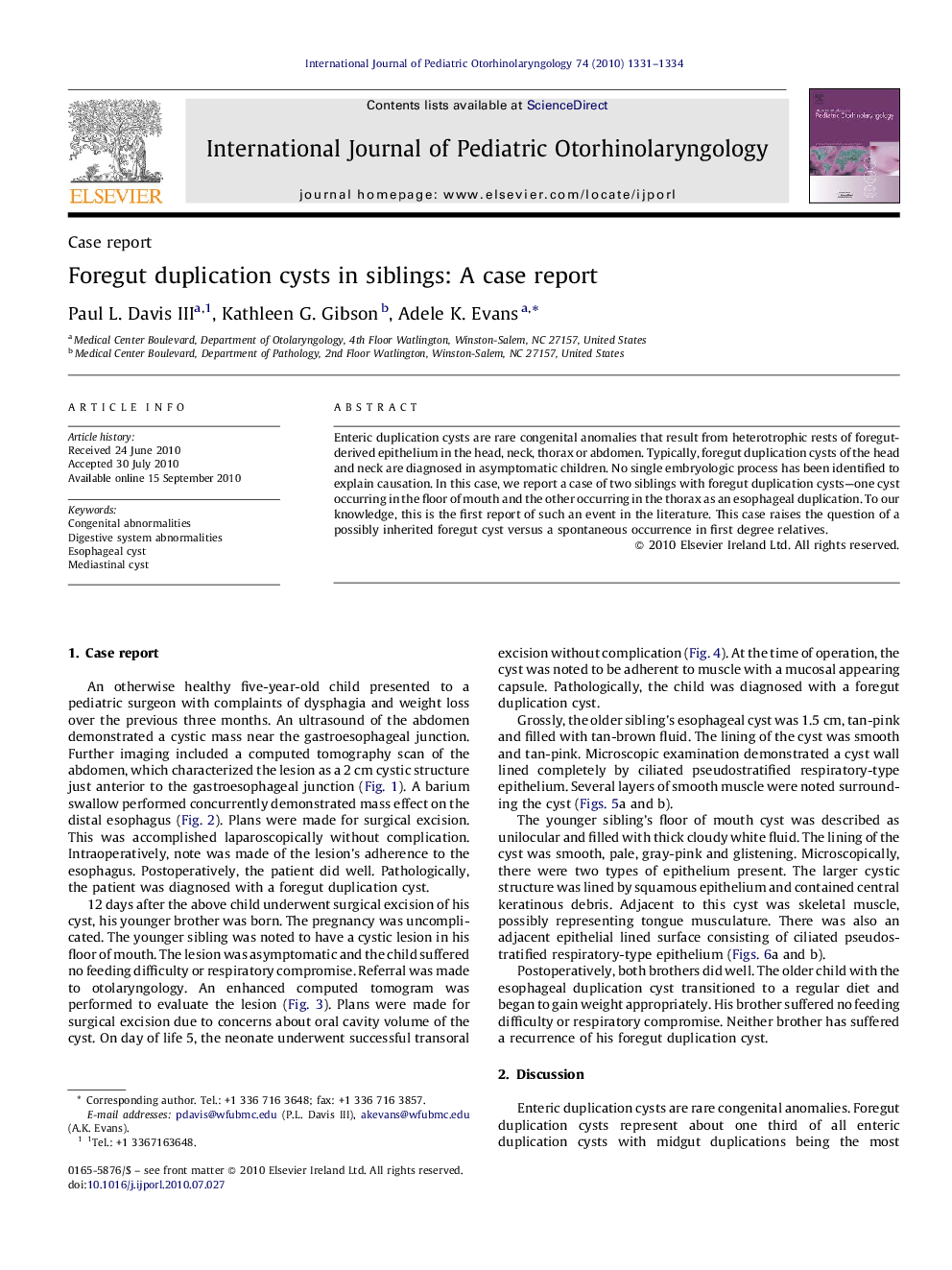 Foregut duplication cysts in siblings: A case report