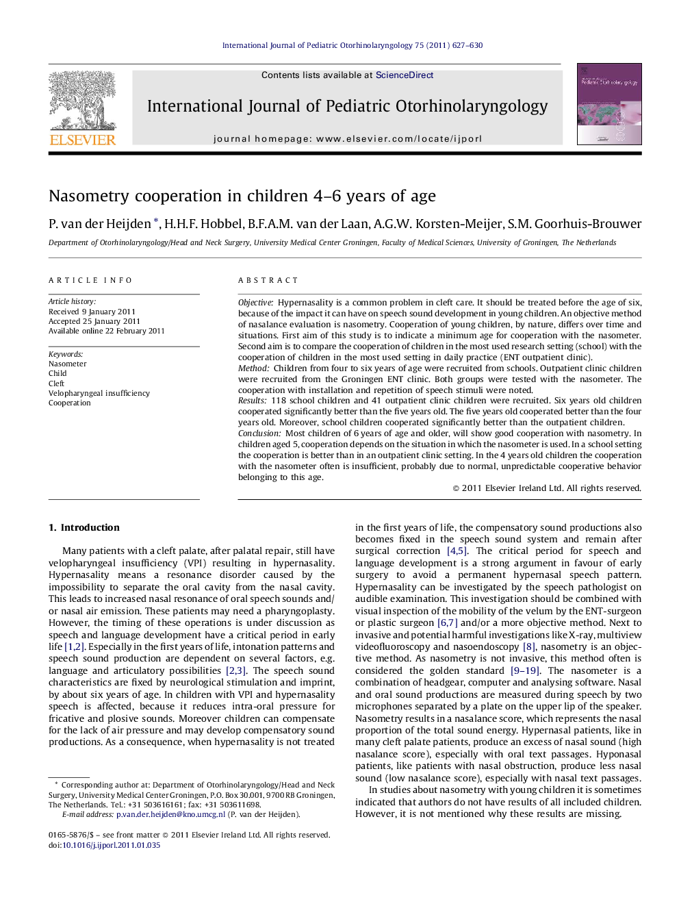 Nasometry cooperation in children 4–6 years of age