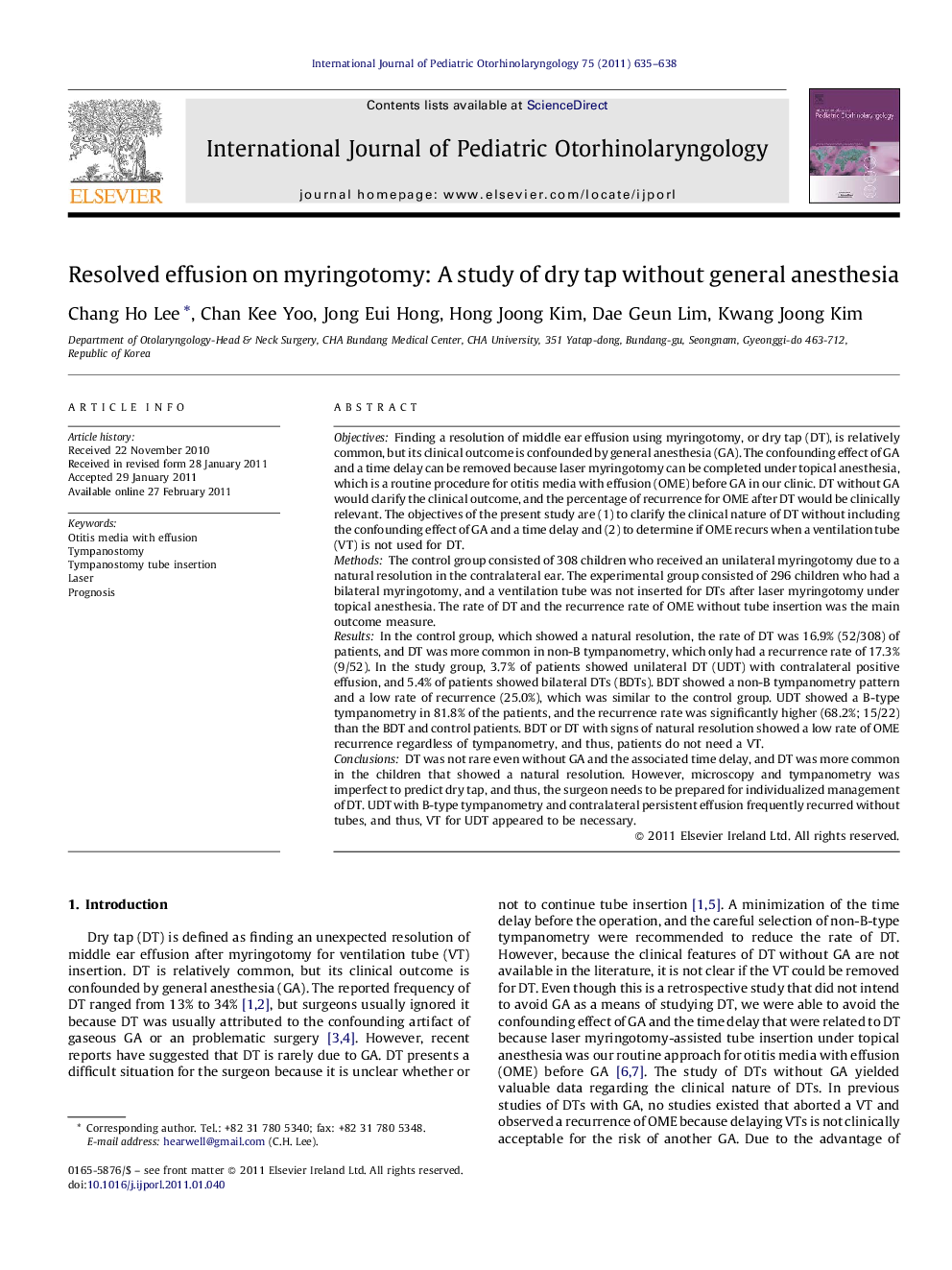 Resolved effusion on myringotomy: A study of dry tap without general anesthesia