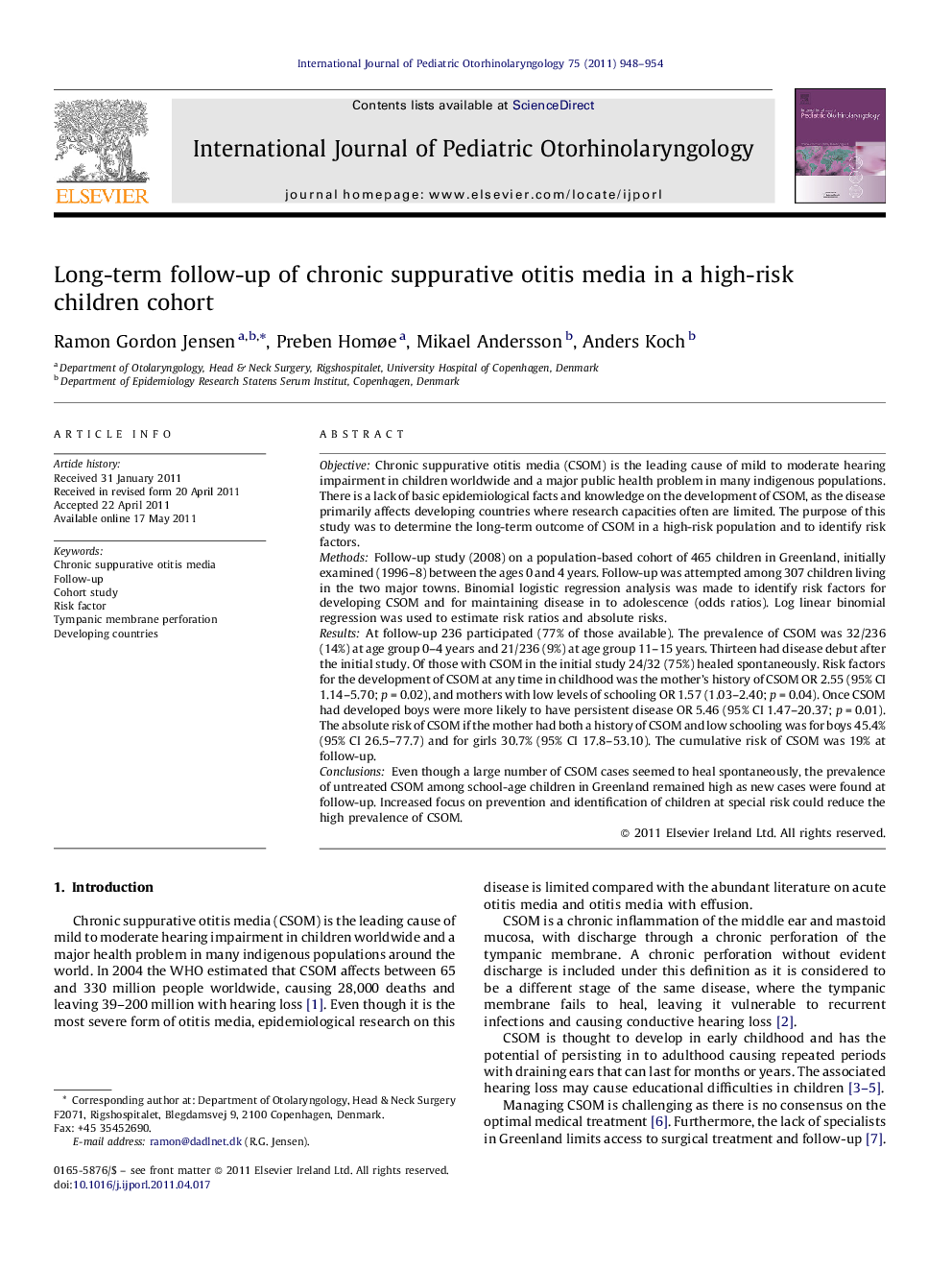 Long-term follow-up of chronic suppurative otitis media in a high-risk children cohort