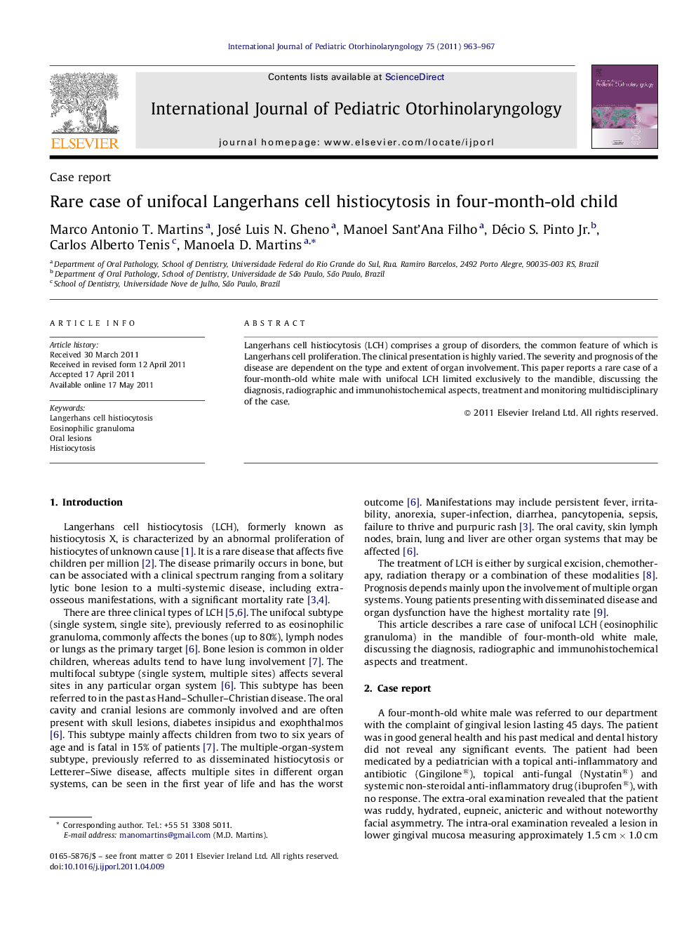 Rare case of unifocal Langerhans cell histiocytosis in four-month-old child