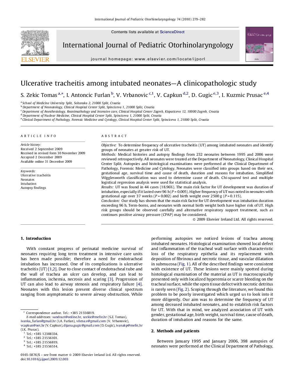 Ulcerative tracheitis among intubated neonates-A clinicopathologic study