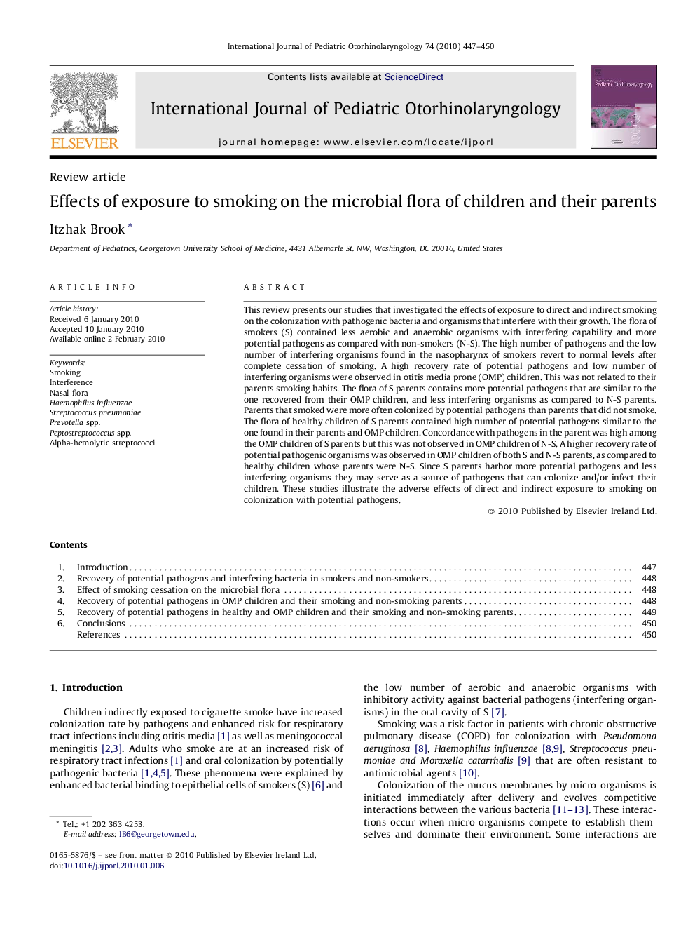 Effects of exposure to smoking on the microbial flora of children and their parents