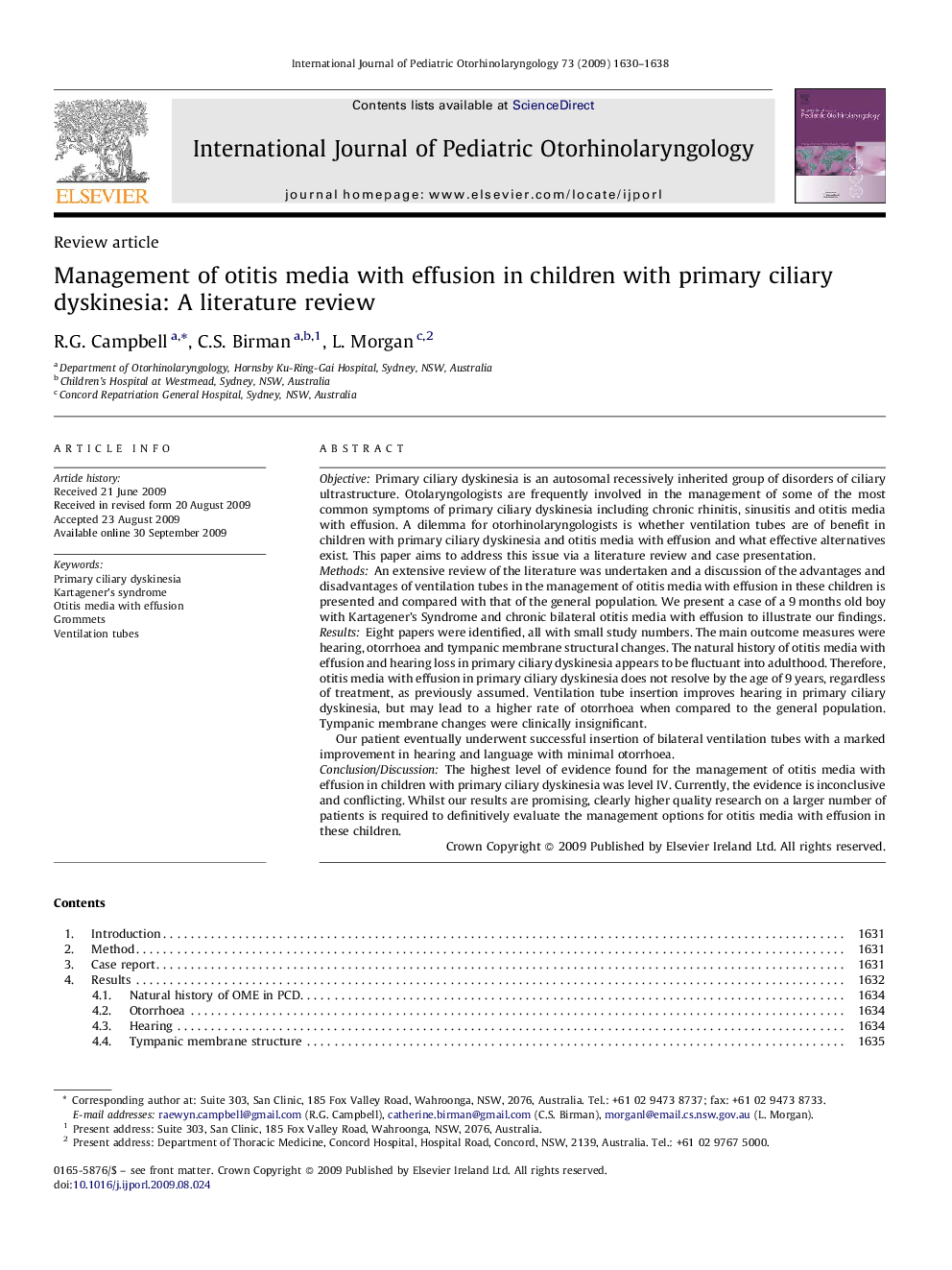 Management of otitis media with effusion in children with primary ciliary dyskinesia: A literature review