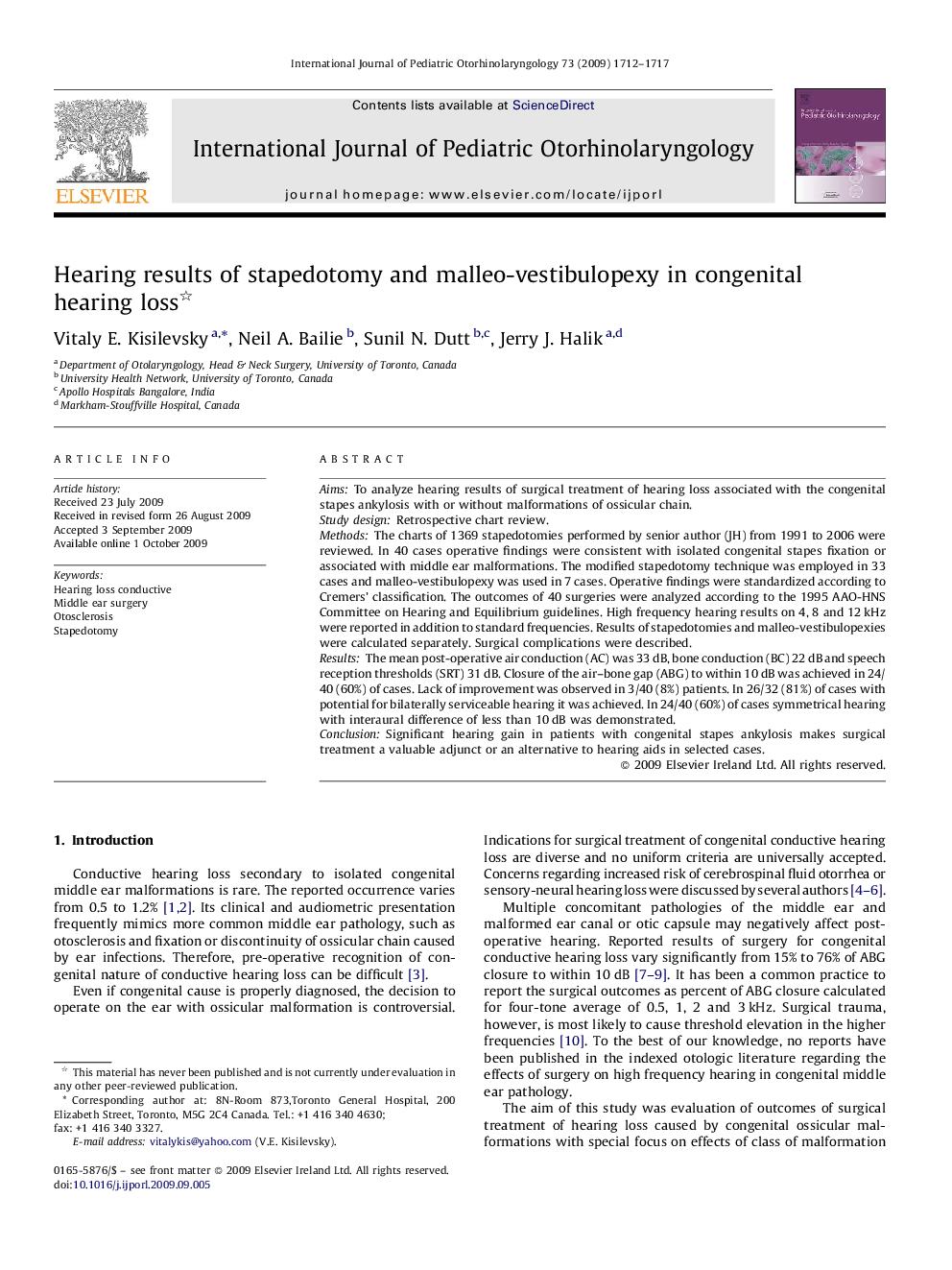 Hearing results of stapedotomy and malleo-vestibulopexy in congenital hearing loss 