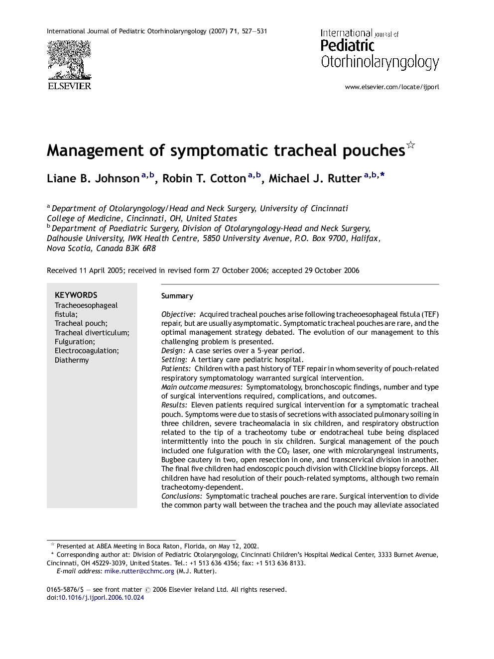 Management of symptomatic tracheal pouches 