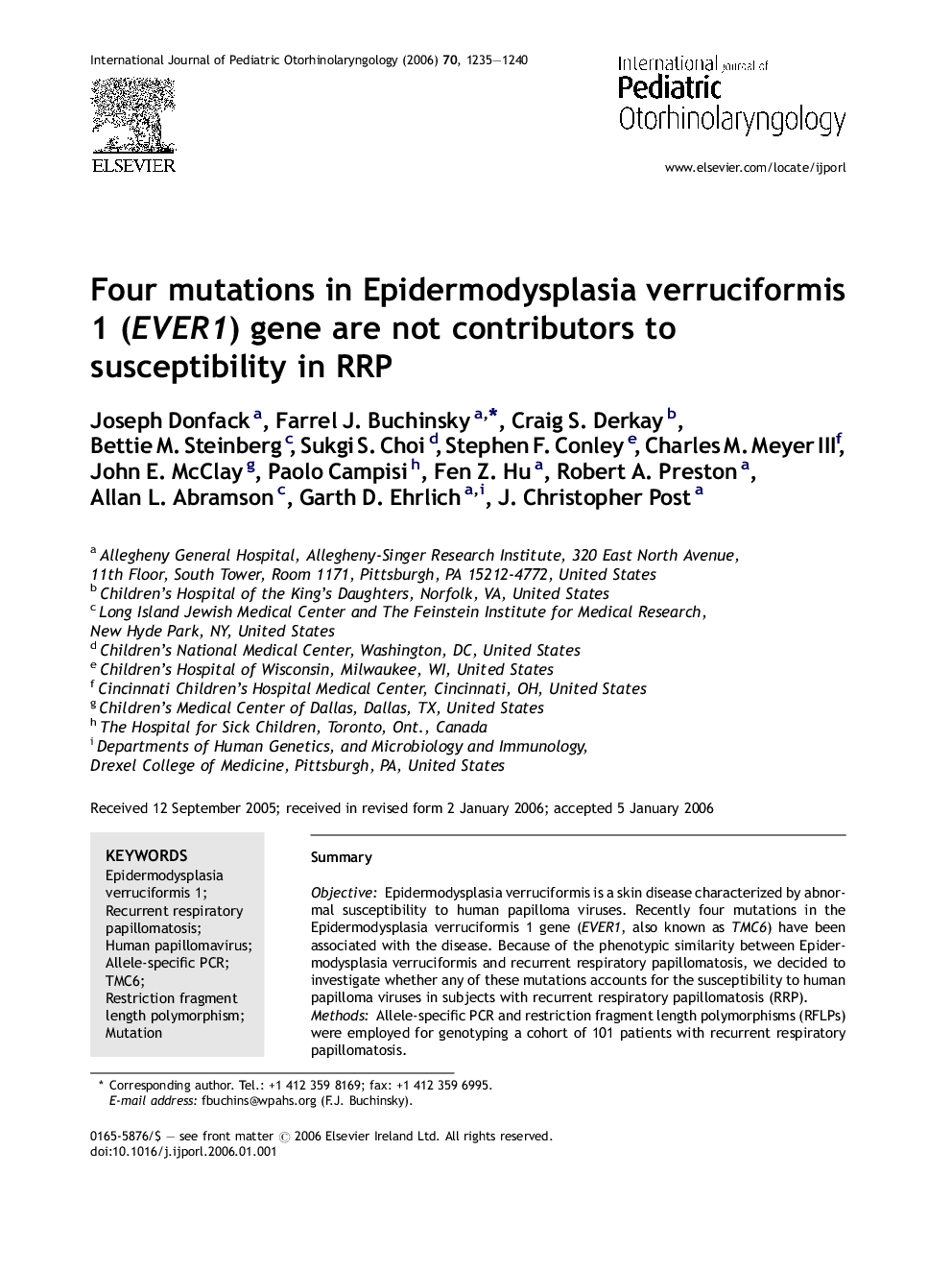 عکس صفحه اول مقاله: Four mutations in Epidermodysplasia verruciformis 1 (EVER1) gene are not contributors to susceptibility in RRP Four mutations in Epidermodysplasia verruciformis 1 (EVER1) gene are not contributors to susceptibility in RRP