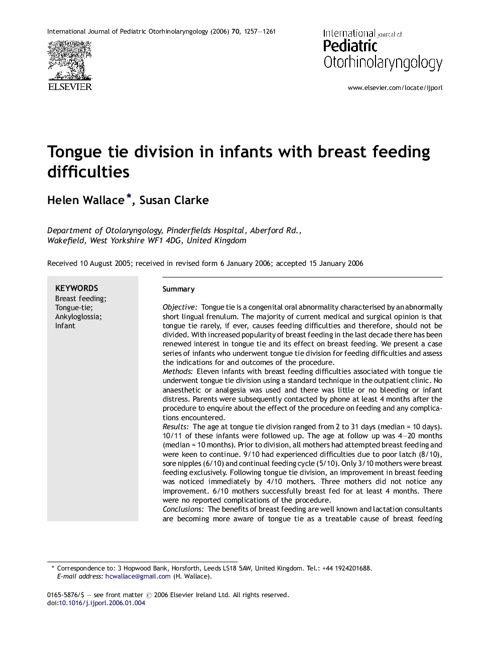 Tongue tie division in infants with breast feeding difficulties