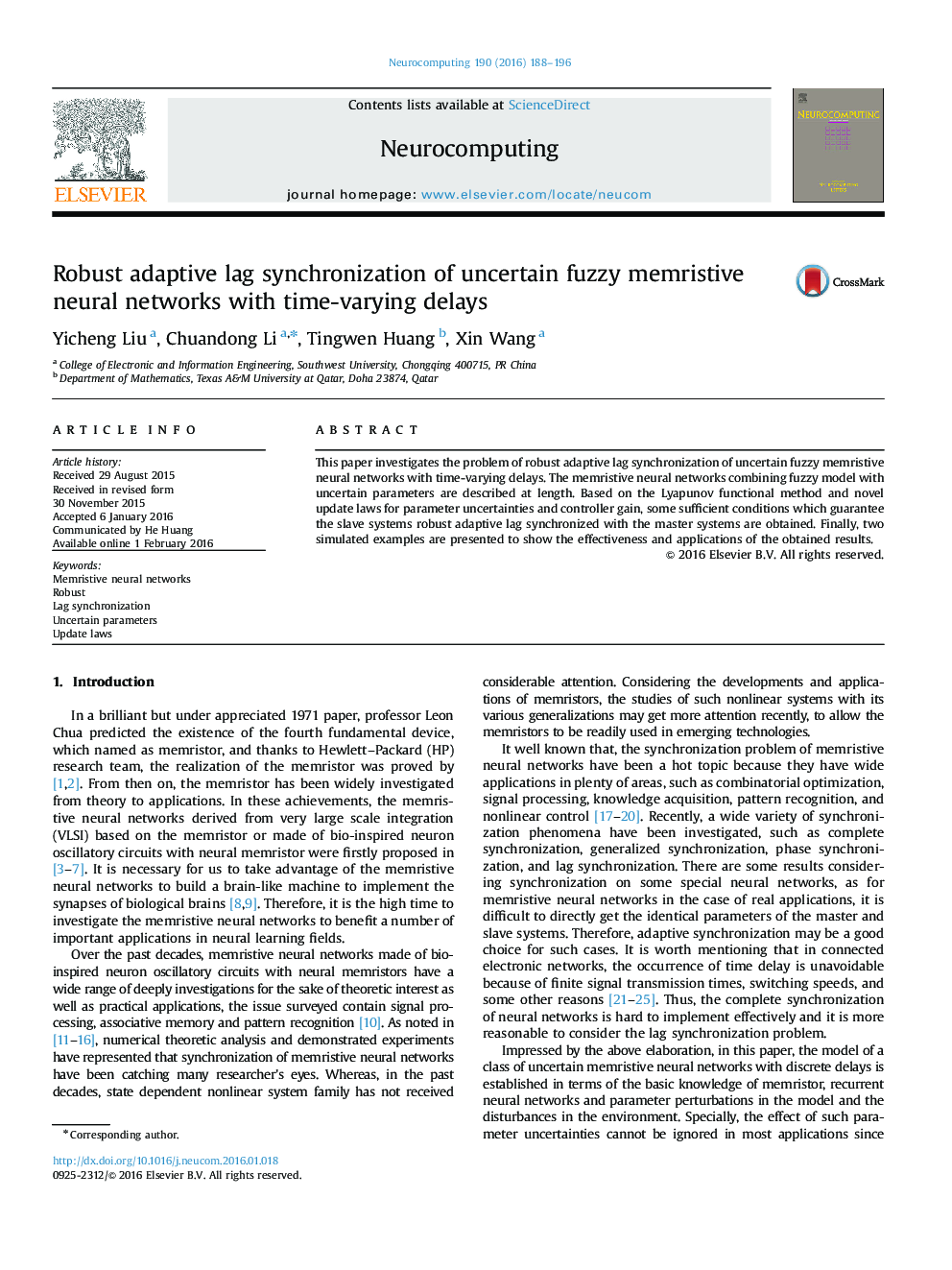 Robust adaptive lag synchronization of uncertain fuzzy memristive neural networks with time-varying delays