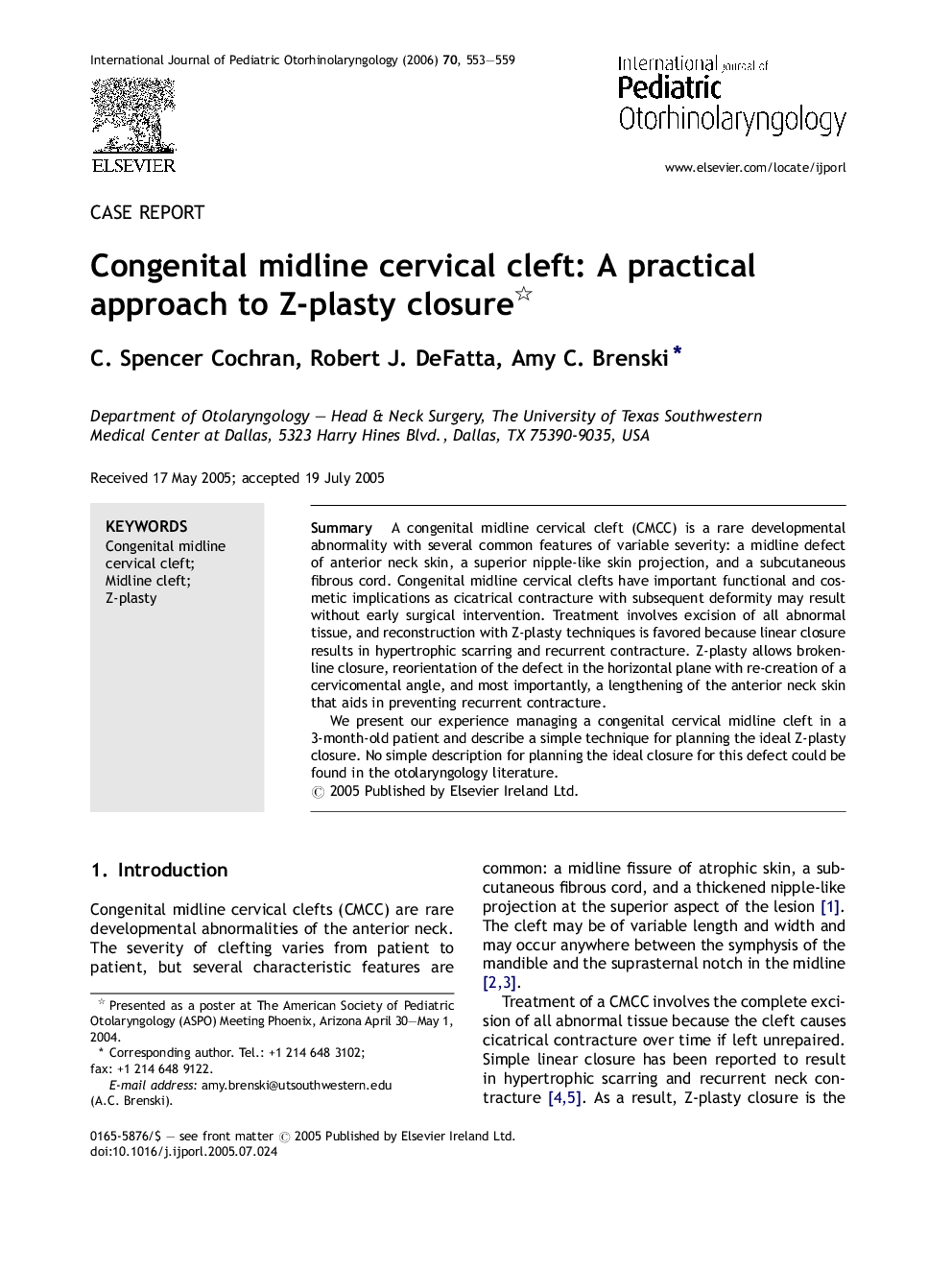 Congenital midline cervical cleft: A practical approach to Z-plasty closure