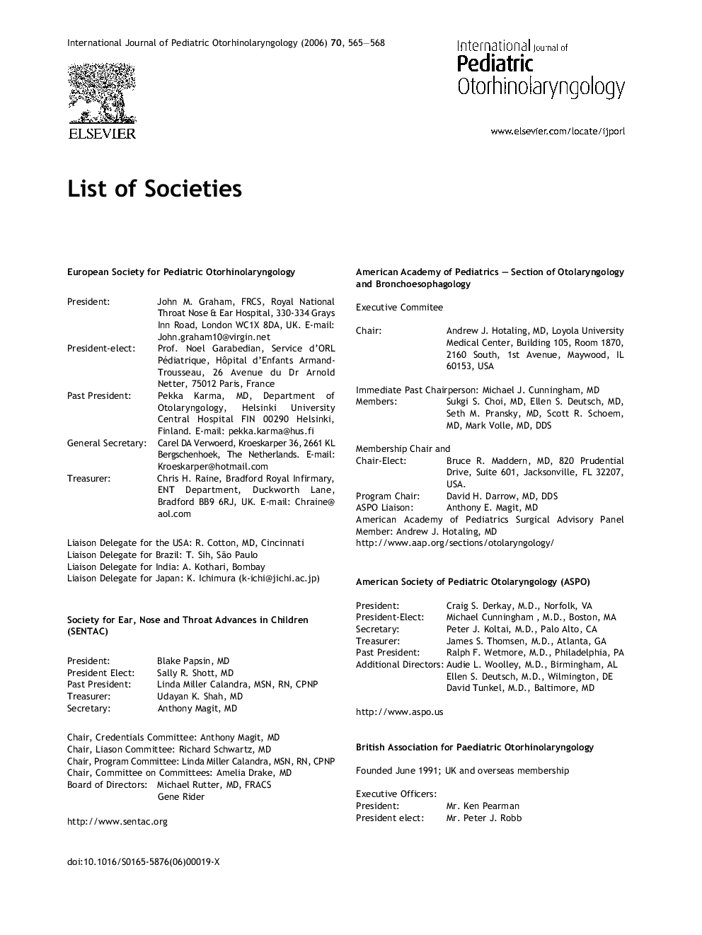 LIST OF SOCIETIES
