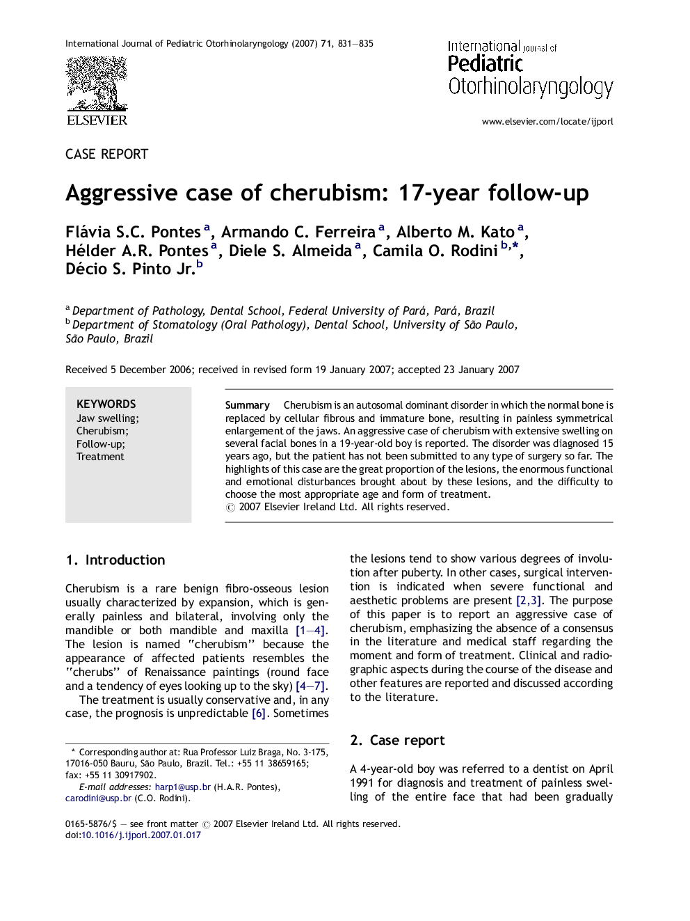 Aggressive case of cherubism: 17-year follow-up