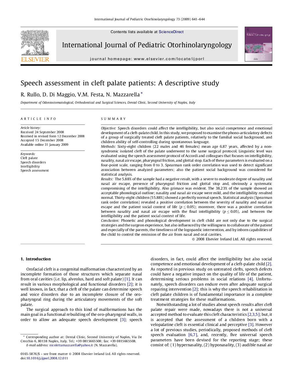 Speech assessment in cleft palate patients: A descriptive study