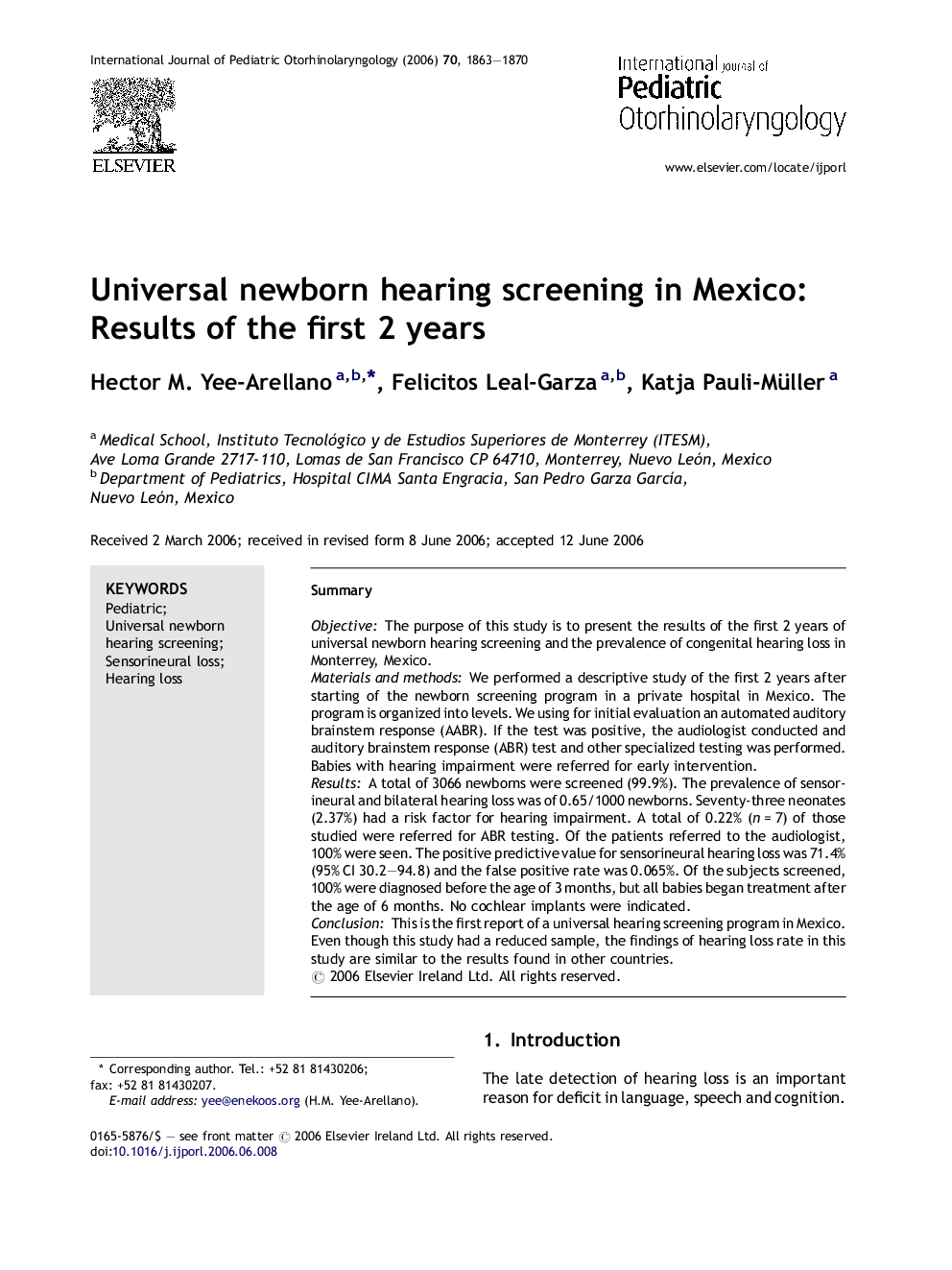 Universal newborn hearing screening in Mexico: Results of the first 2 years