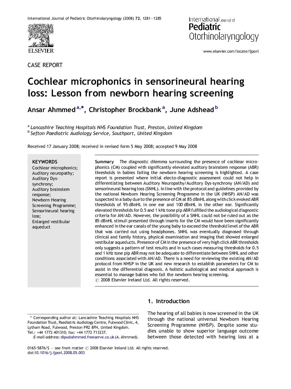 Cochlear microphonics in sensorineural hearing loss: Lesson from newborn hearing screening