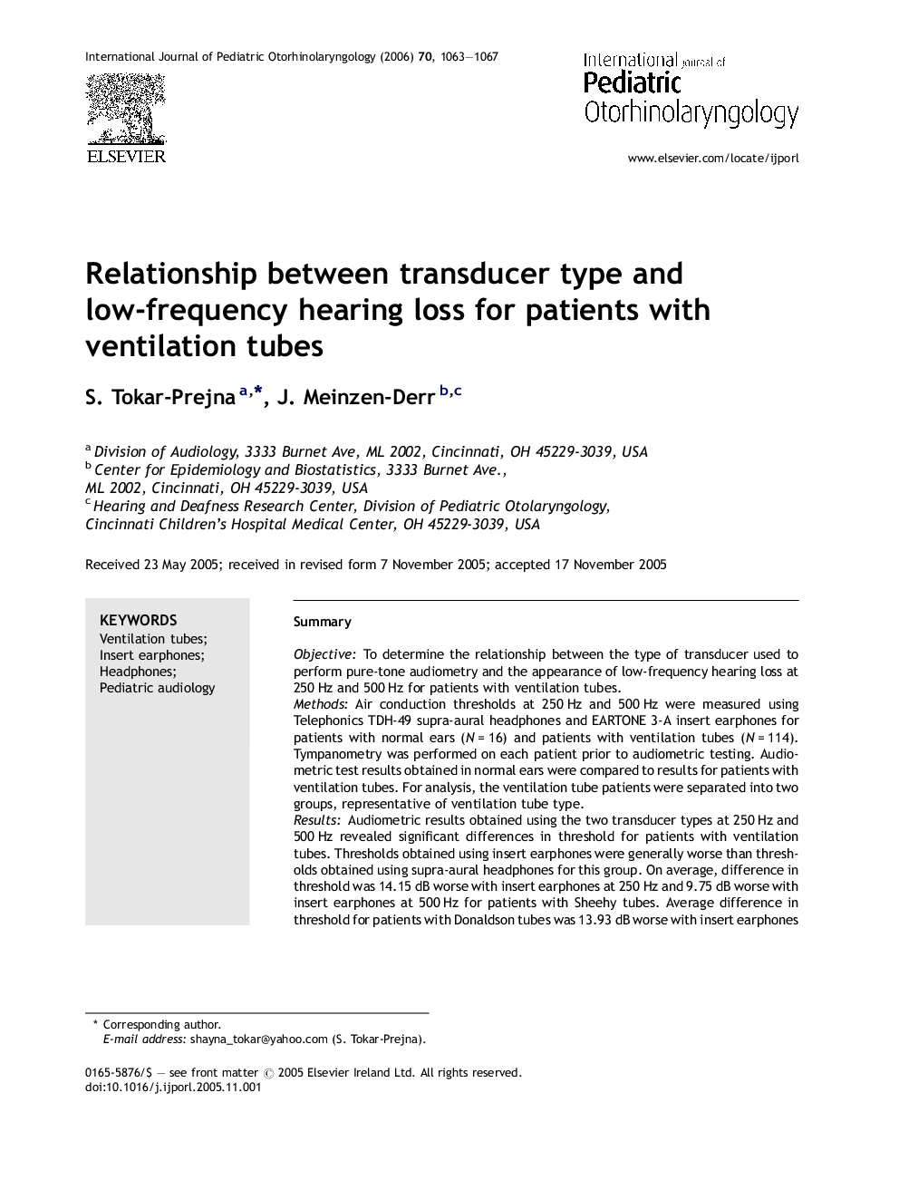 Relationship between transducer type and low-frequency hearing loss for patients with ventilation tubes