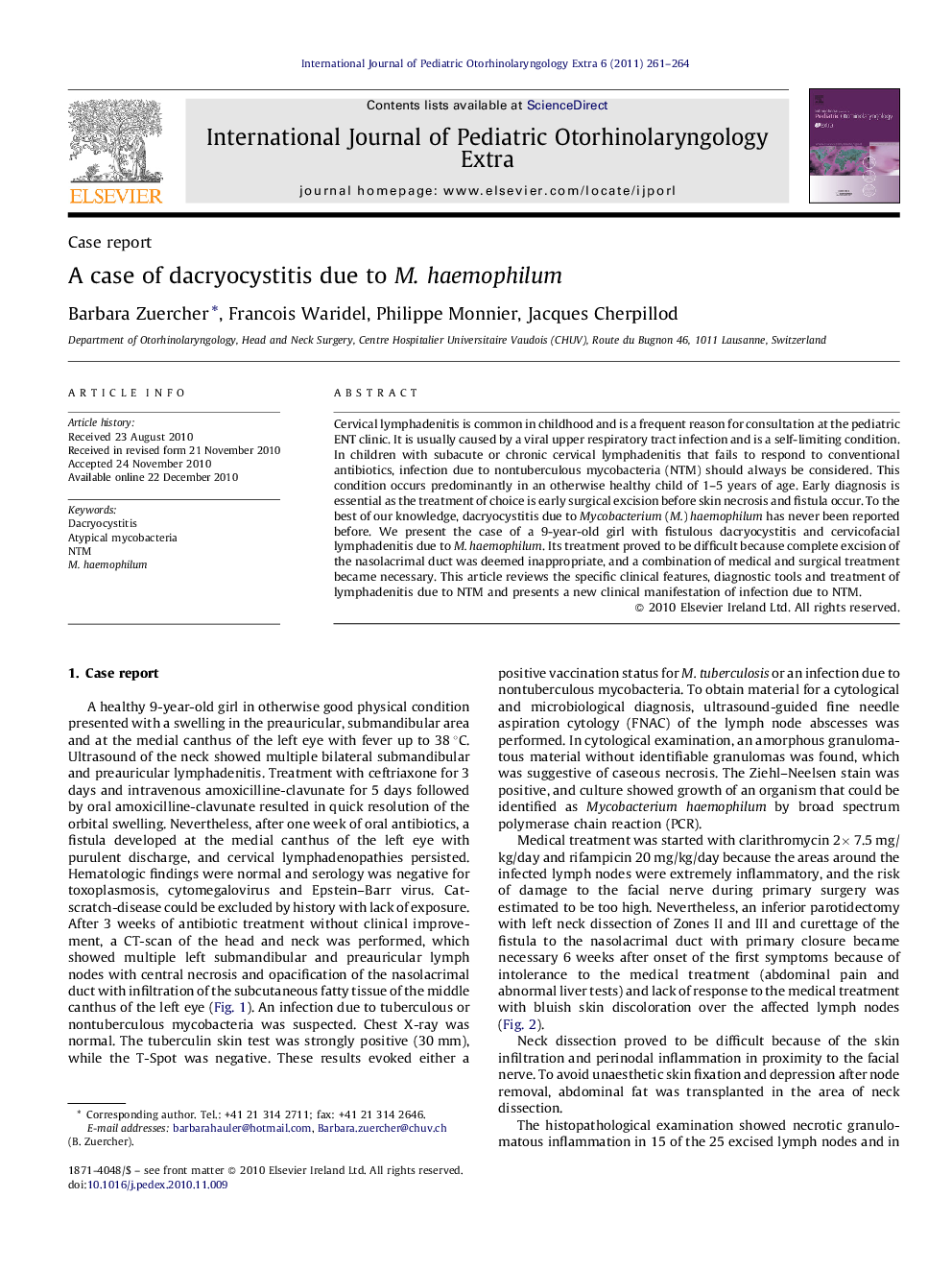 A case of dacryocystitis due to M. haemophilum