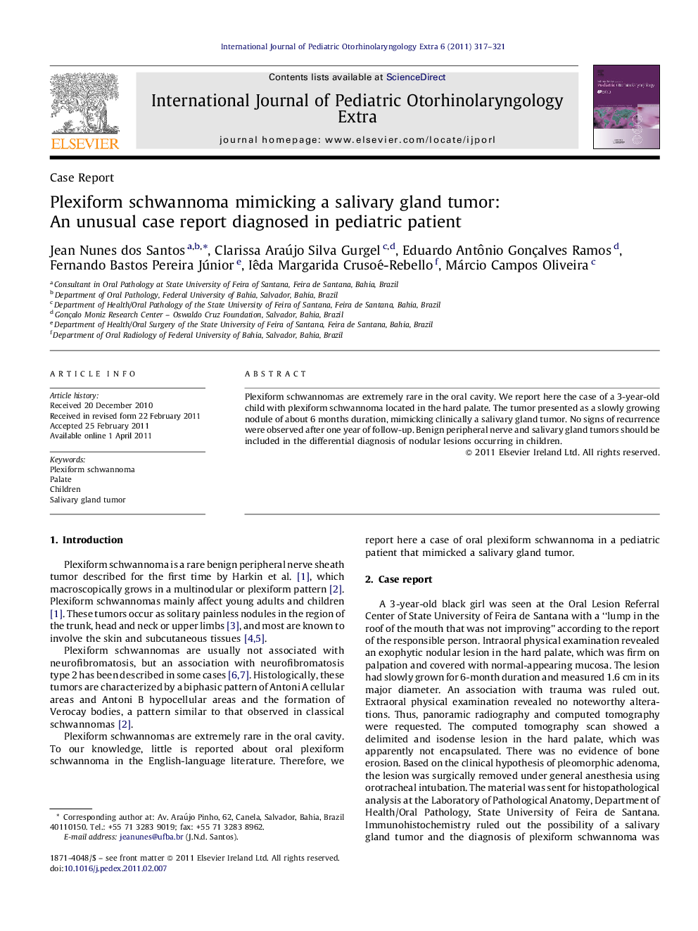 Plexiform schwannoma mimicking a salivary gland tumor: An unusual case report diagnosed in pediatric patient