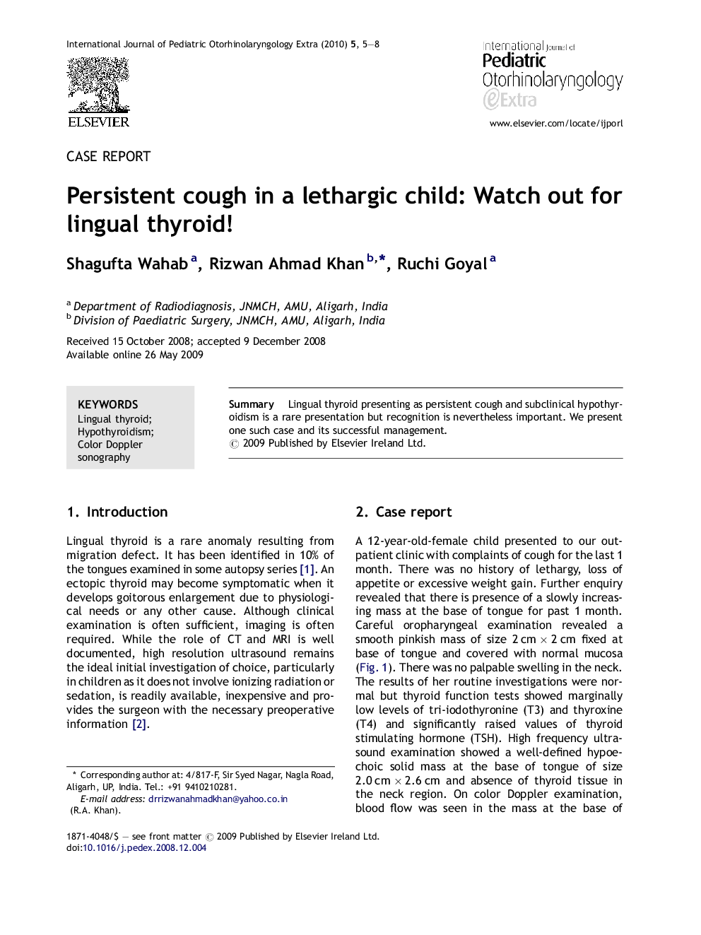 Persistent cough in a lethargic child: Watch out for lingual thyroid!