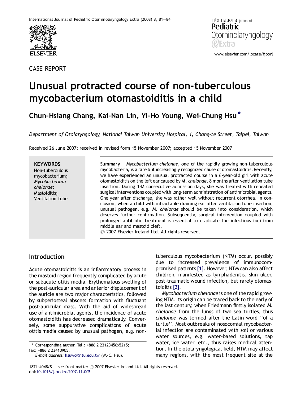 Unusual protracted course of non-tuberculous mycobacterium otomastoiditis in a child