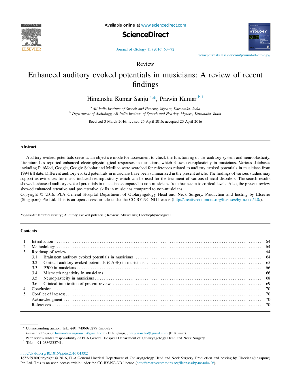 Enhanced auditory evoked potentials in musicians: A review of recent findings 