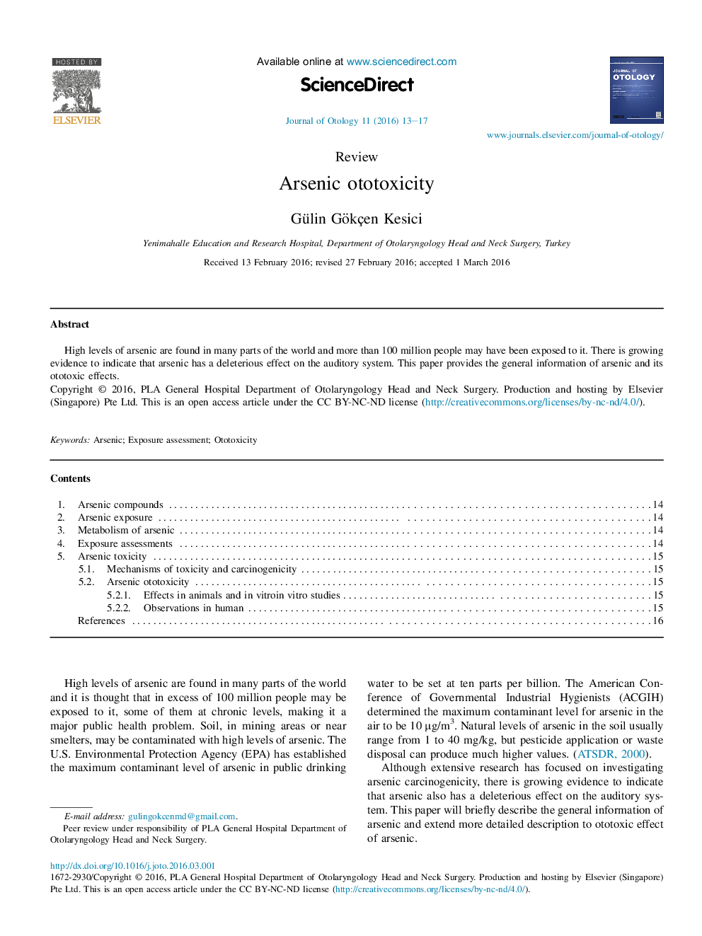 Arsenic ototoxicity 