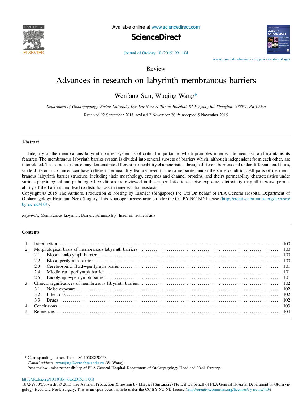 Advances in research on labyrinth membranous barriers 