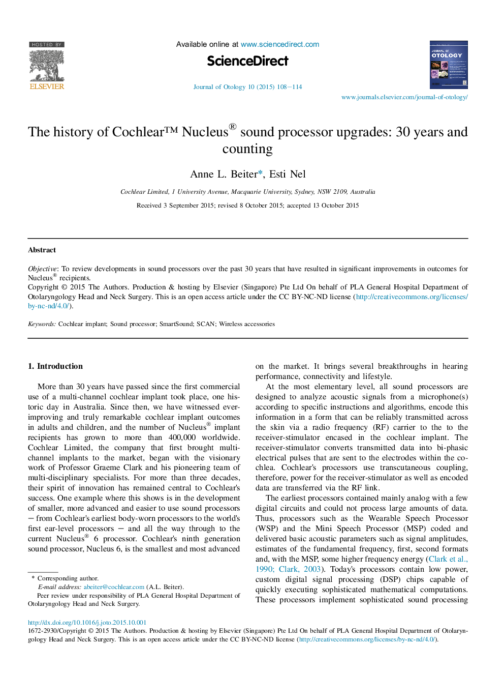 The history of Cochlear™ Nucleus® sound processor upgrades: 30 years and counting 