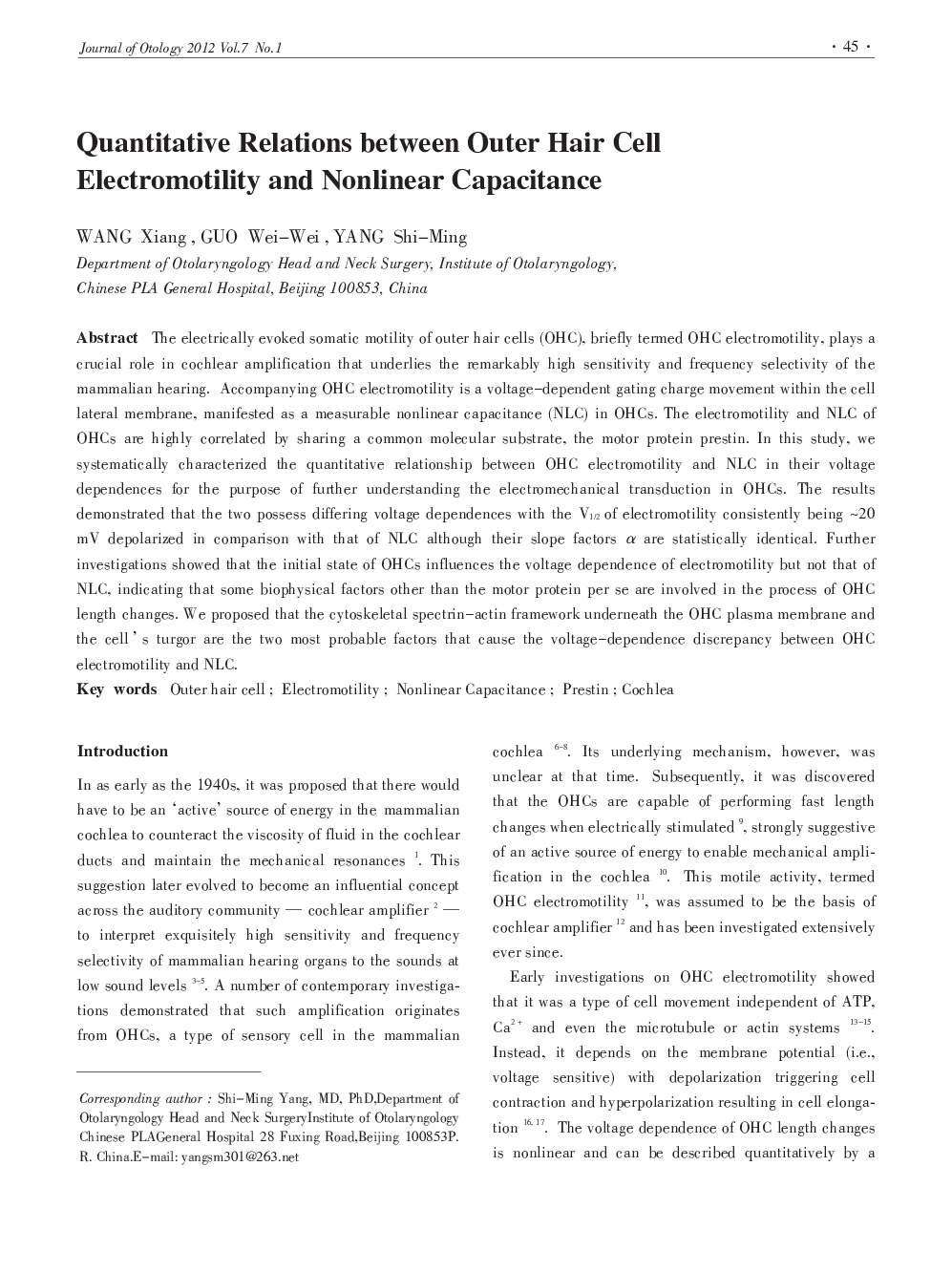 Quantitative Relations between Outer Hair Cell Electromotility and Nonlinear Capacitance