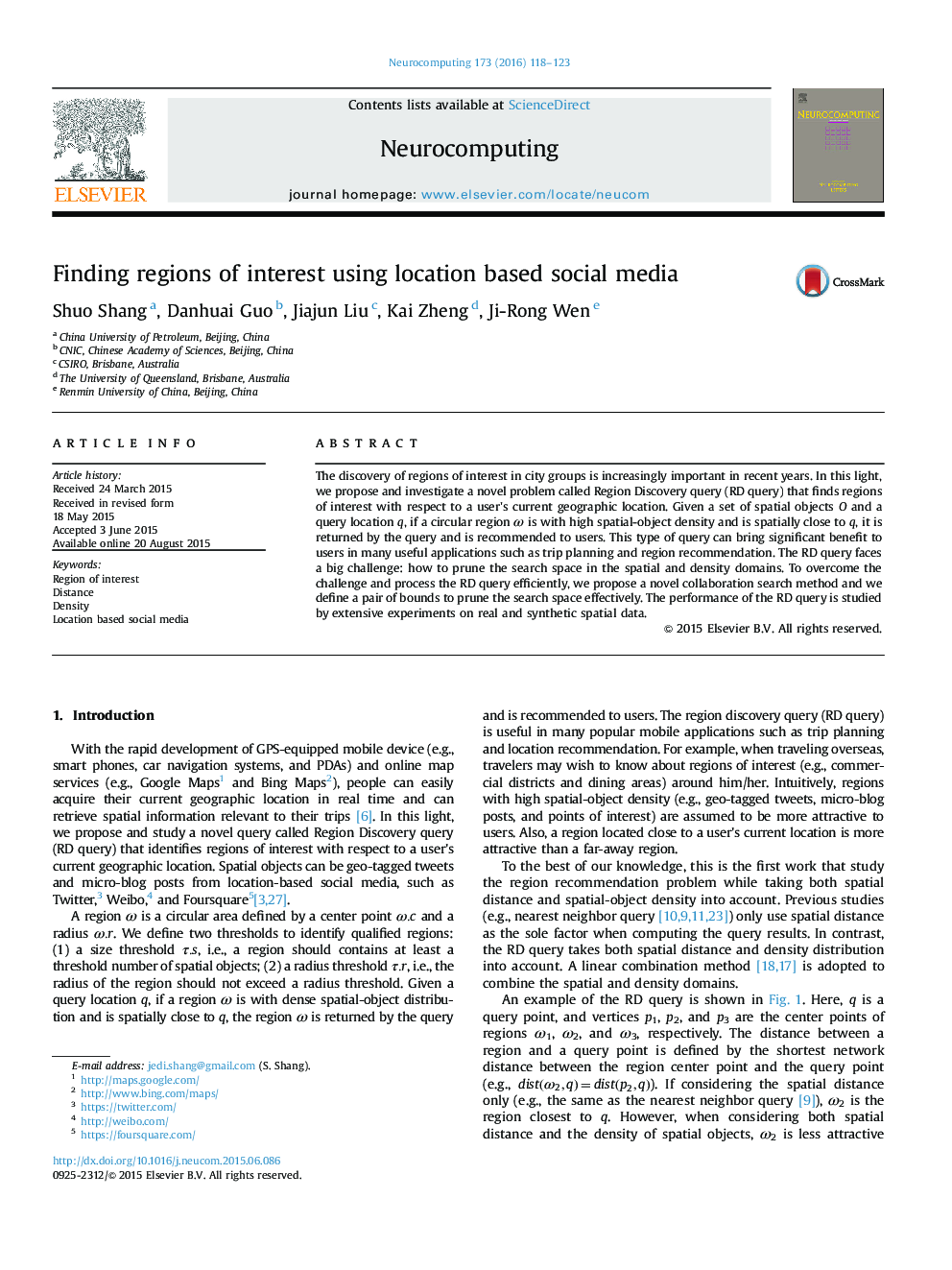 Finding regions of interest using location based social media