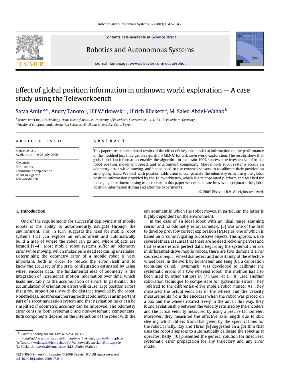 Effect of global position information in unknown world exploration — A case study using the Teleworkbench