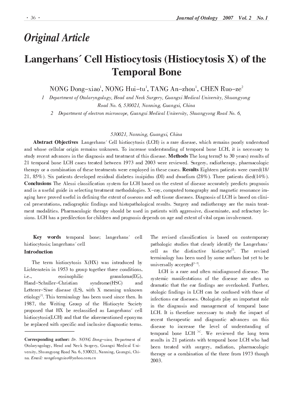 Langerhans' Cell Histiocytosis (Histiocytosis X) of the Temporal Bone