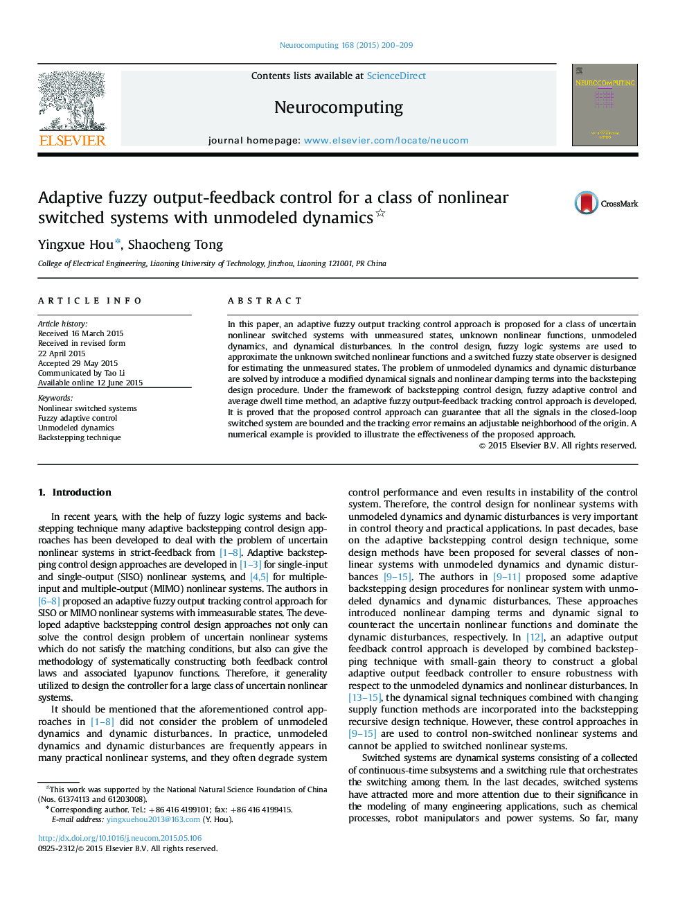 Adaptive fuzzy output-feedback control for a class of nonlinear switched systems with unmodeled dynamics 