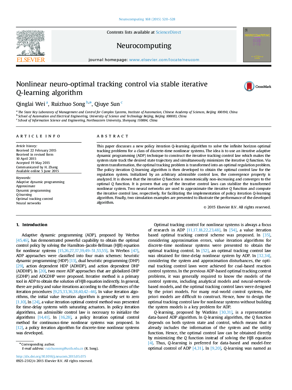 Nonlinear neuro-optimal tracking control via stable iterative Q-learning algorithm